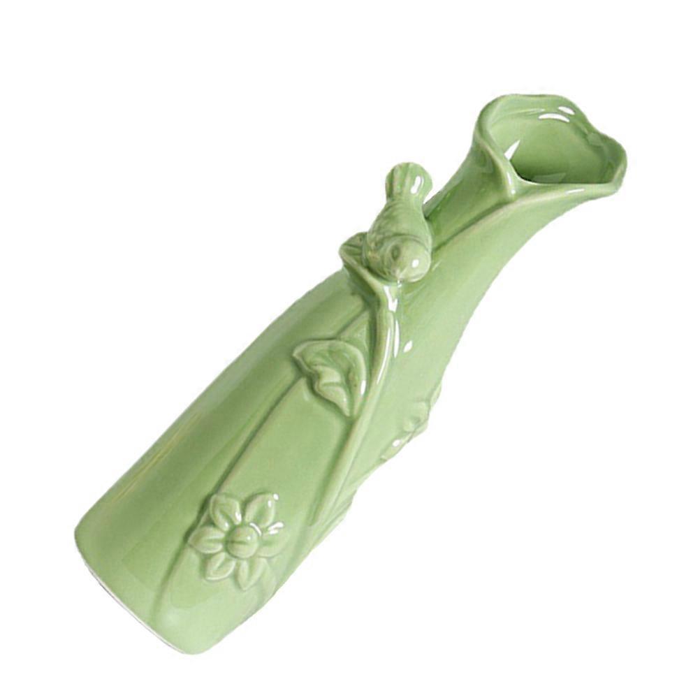 Floral Arrangement Green Ceramic Vase For Home Owners Modern Design 18.00X6.50X4.00CM 1Pack