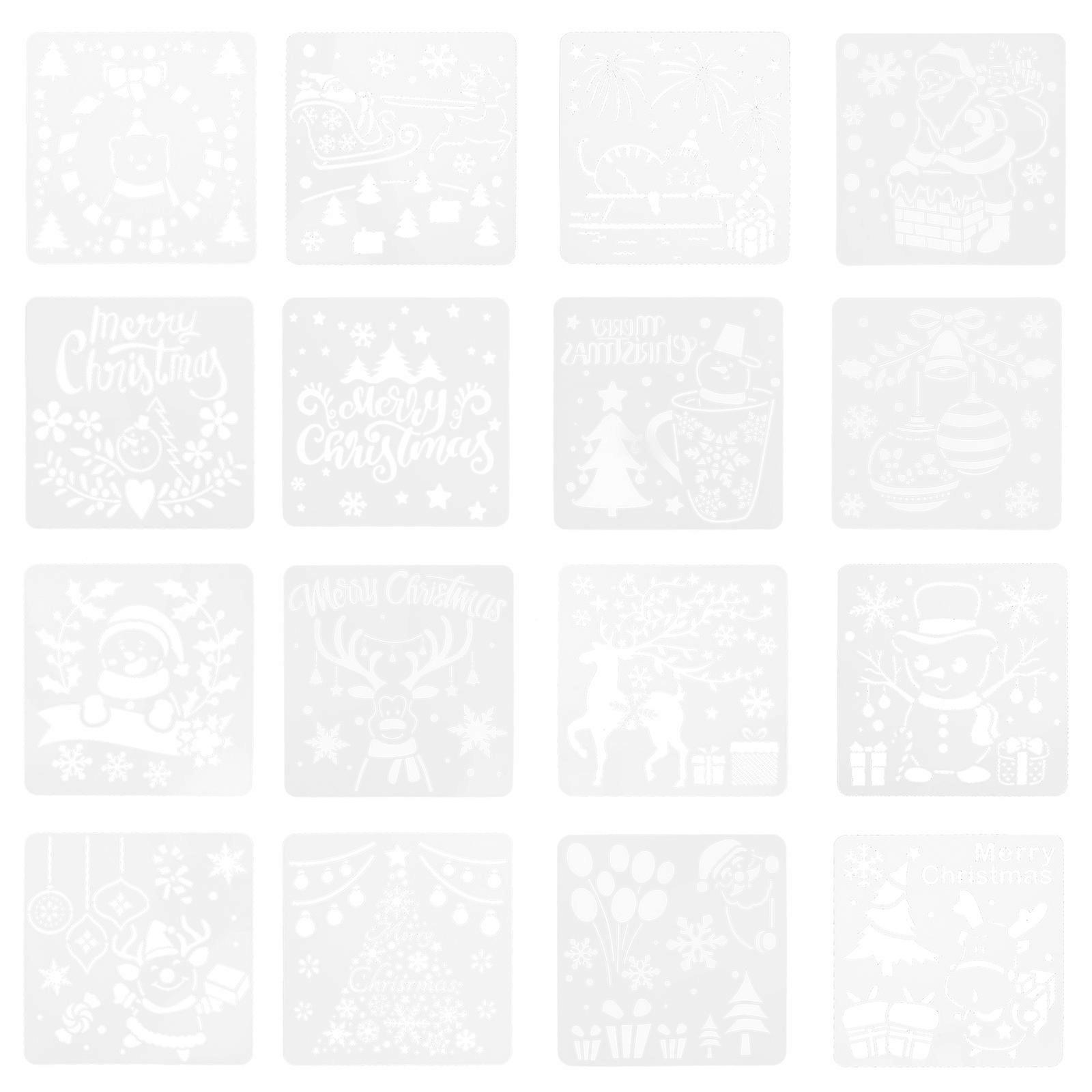 Flower Painting Templates 16Pcs Square Stencil Design Ideal For Parent-Child Activities Christmas Festivities Featuring Durable Safe Usage