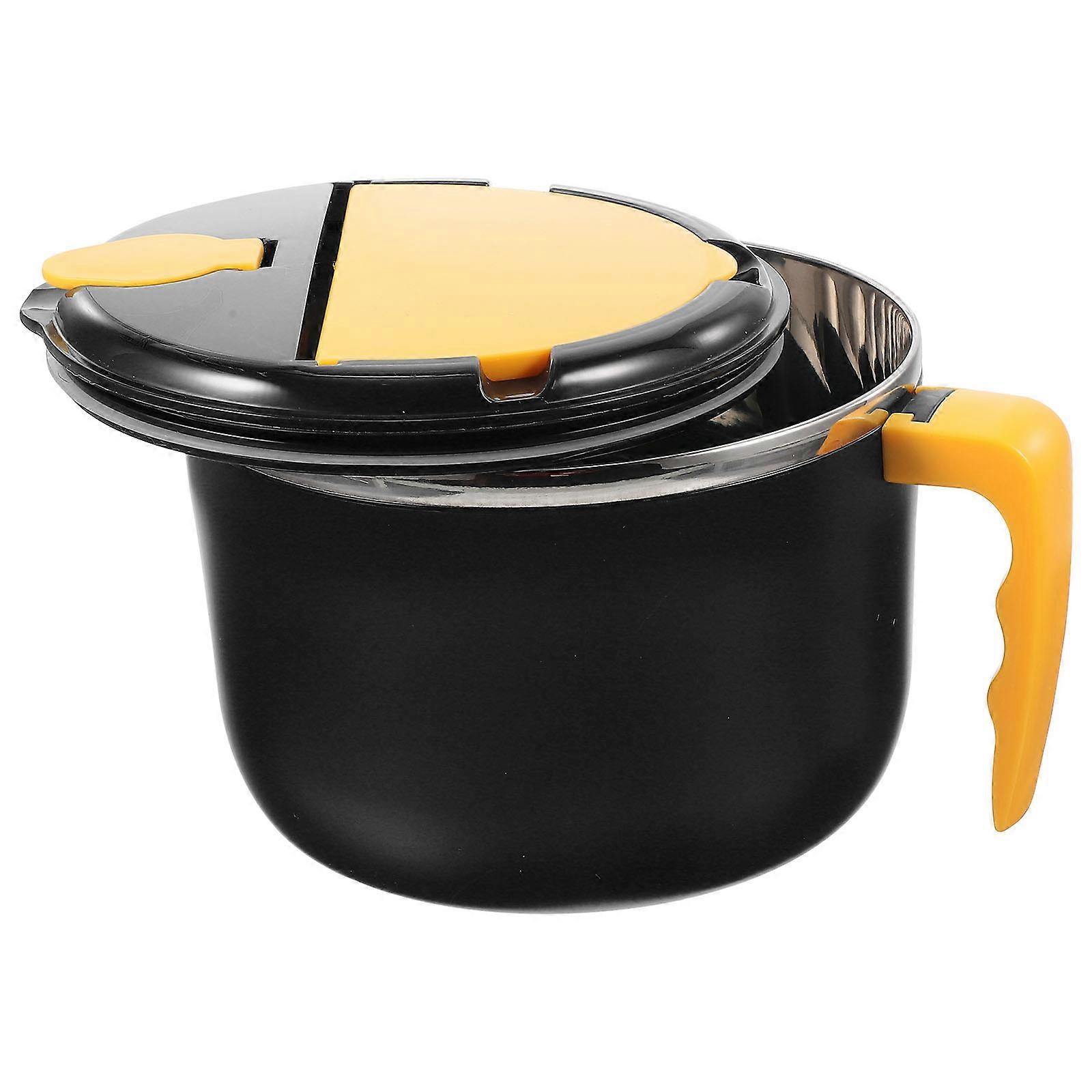 Reusable Noodle Bowl With Lid Ideal For Home Use Featuring Insulated Design Black Color 1 Set