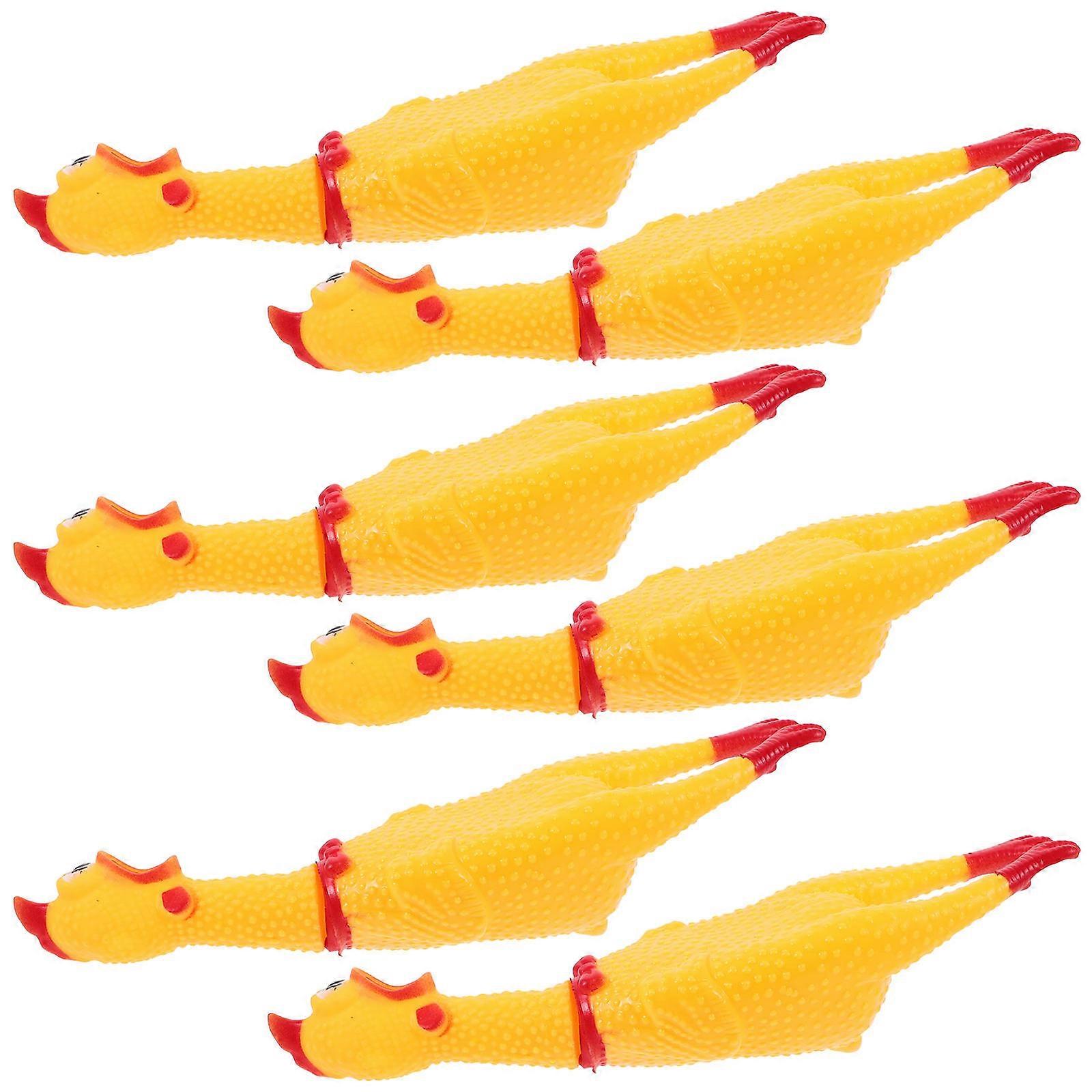 Rubber Squeaky Chicken Toy 6Pcs Medium Yellow Size Funny Home Use Office Use And Children Party Stress Relief Entertainment