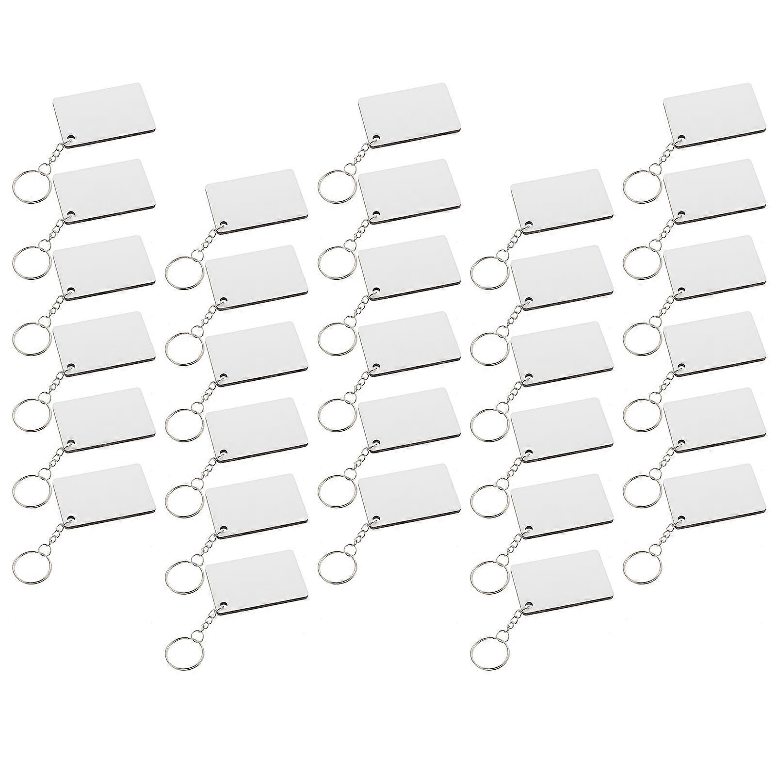 Hanging Decor Thermal Transfer Keychain Set for Crafting in White Made from Alloy Wood for Unique Signage 1 Set