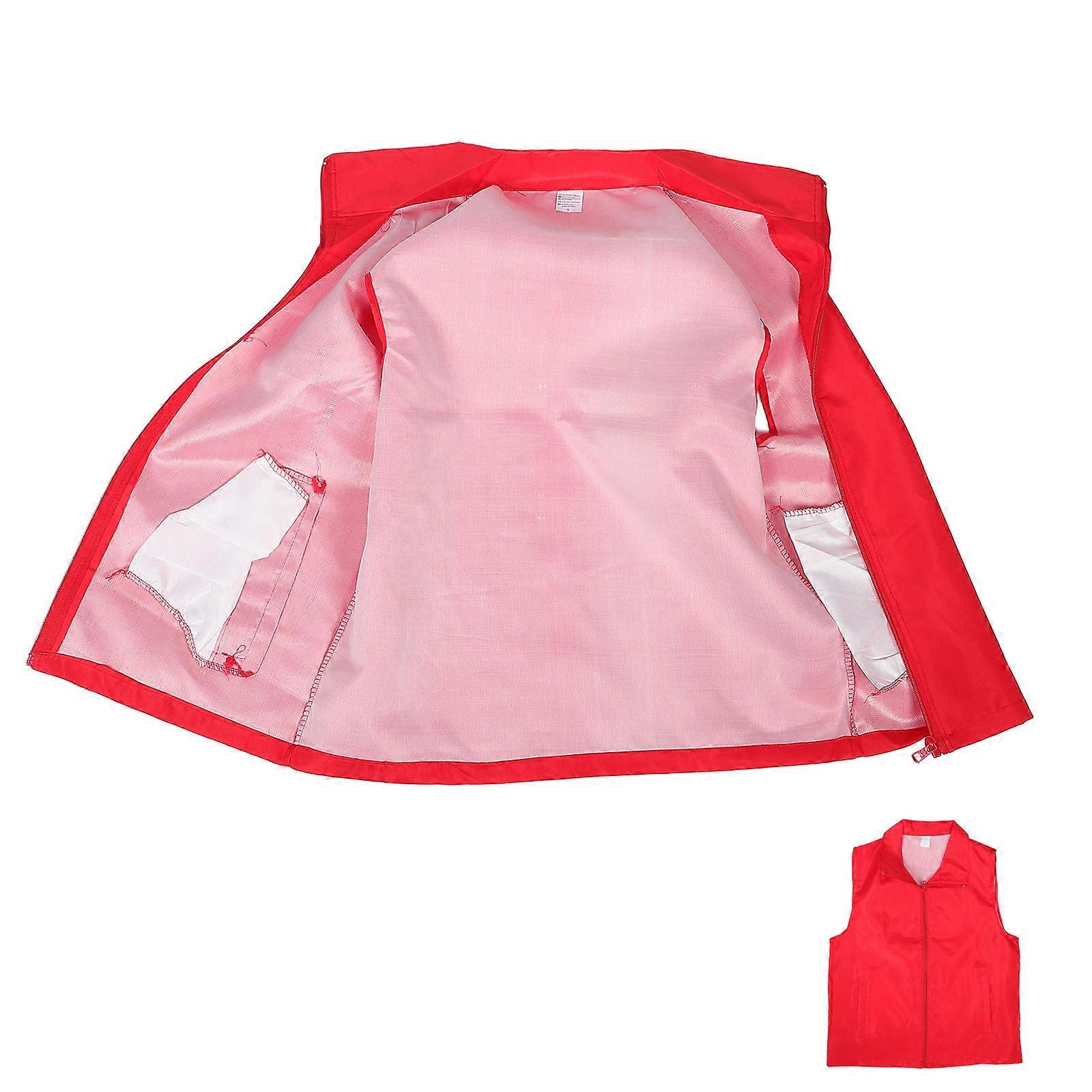 Red Unisex Vest for Community Events, Durable Design for Volunteers and Supermarket Staff, Enhances Visibility in Public Awareness Activities