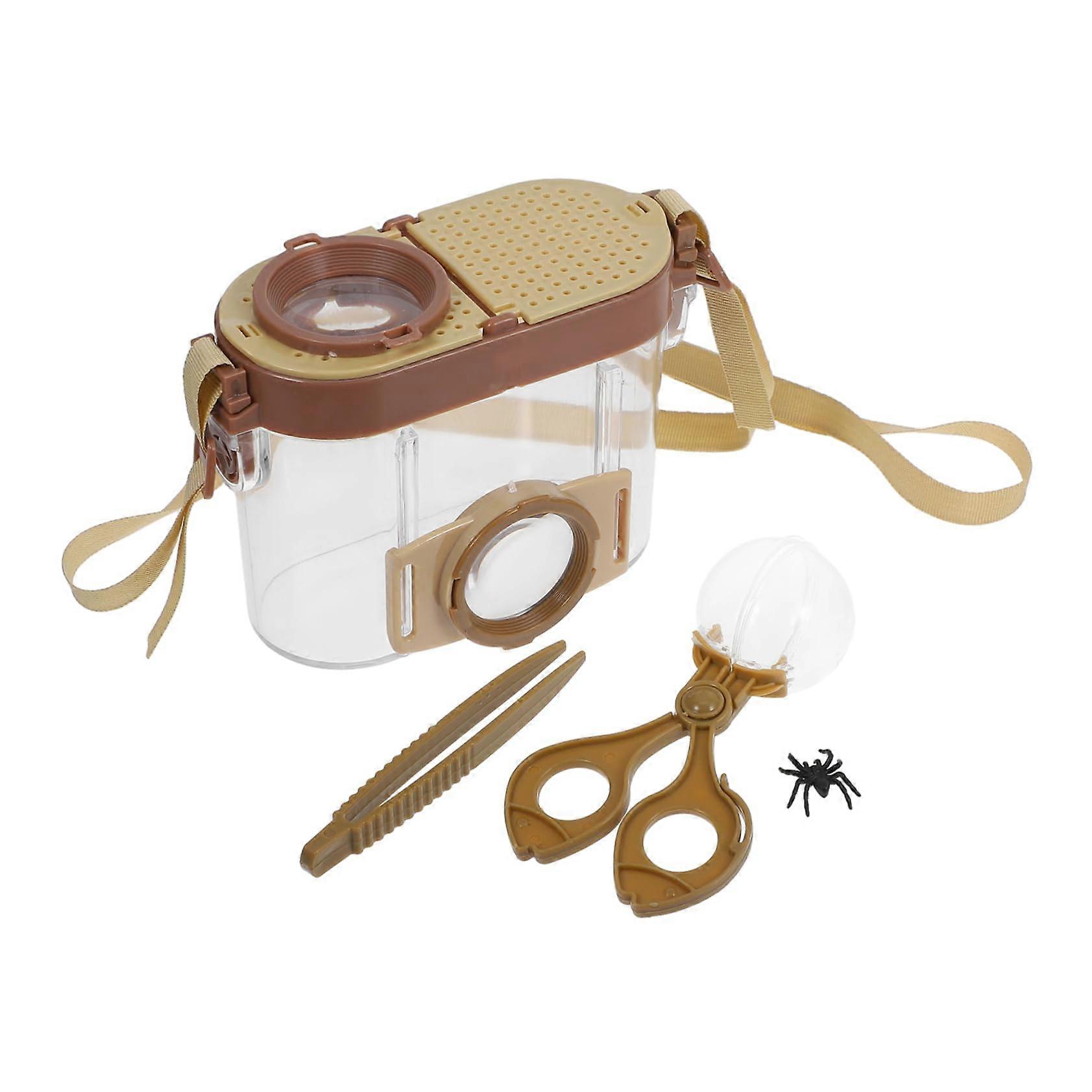 Insect Observation Box with Tweezers and Magnifying Glass, Transparent Viewing Area, Safe and Durable Material