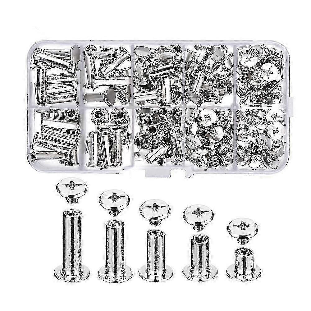 80 Sets Chicago Screws for Leather & Bookbinding, 5 Sizes