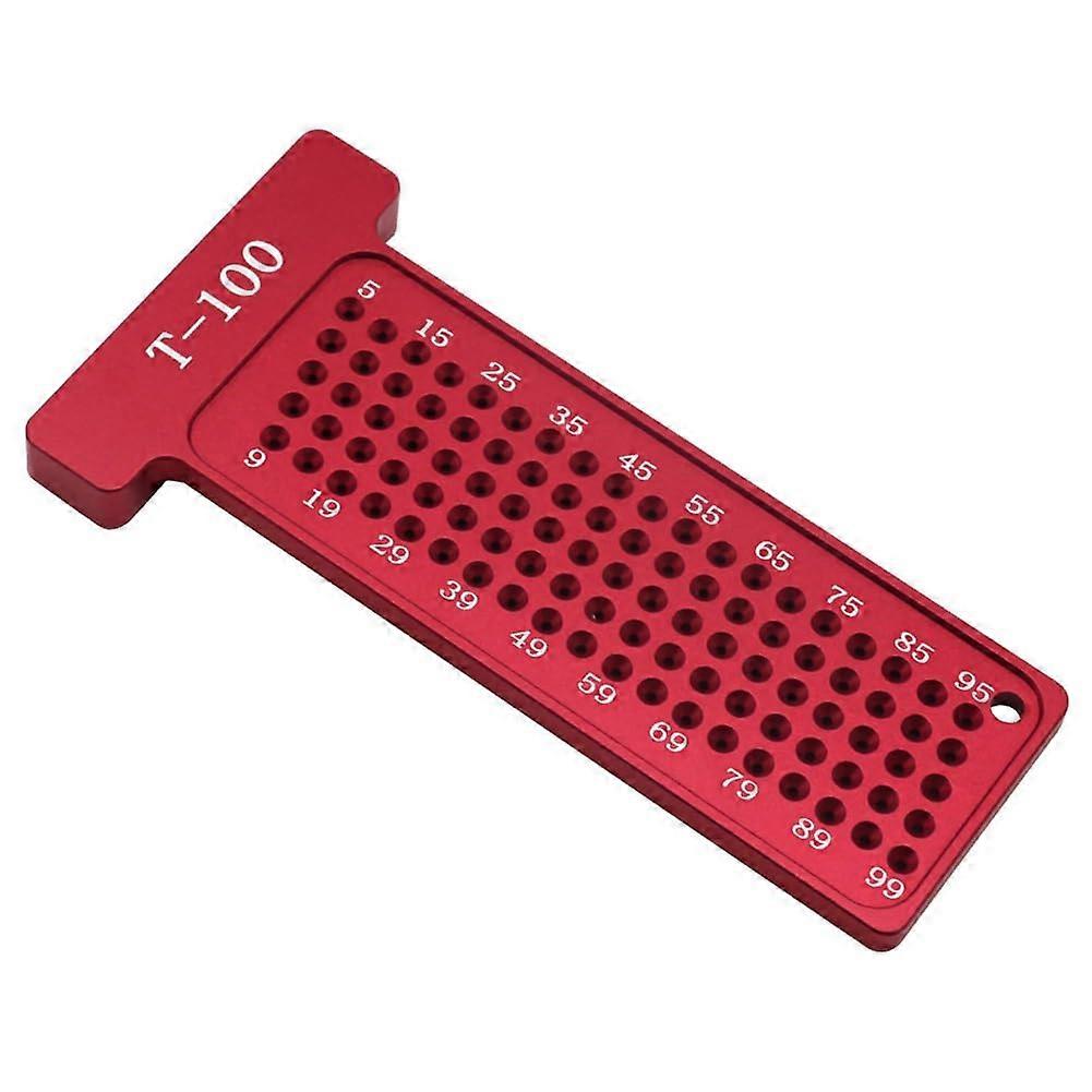 Woodworking Ruler 100 Mm, T-Type Ruler With Holes, Aluminum Alloy Marking Gauge, DIY Measuring Tools, Easy To Use