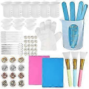 Silicone Resin Measuring Cups Tool Kit- with Measure Cups, Resin Mat, Popsicle Sticks, Brushes,
