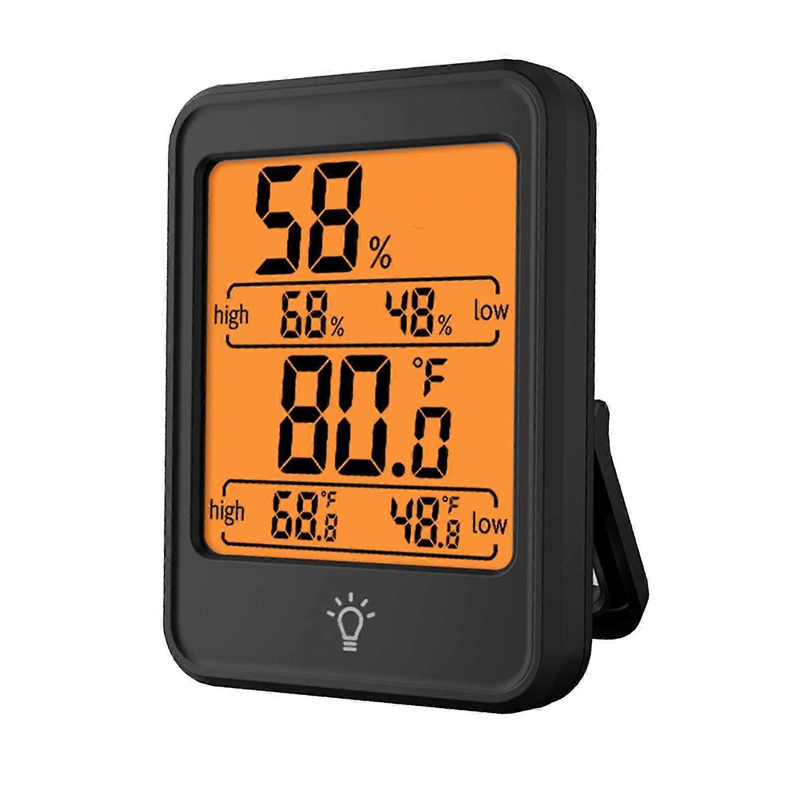 Digital Thermometer Hygrometer - Accurate Indoor Temperature Humidity Monitor for Home Office, Black Color, Clear Display