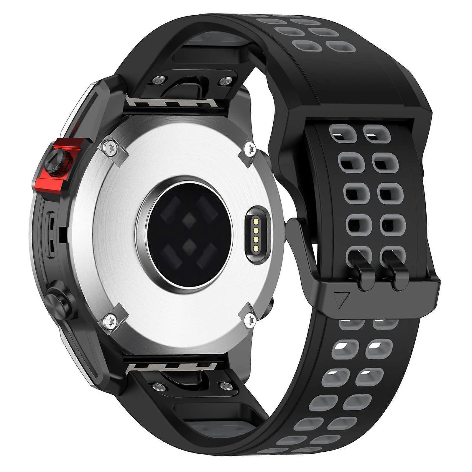 Compatible with Garmin Enduro 2, 26mm Silicone Strap, Soft Durable (Black Grey)