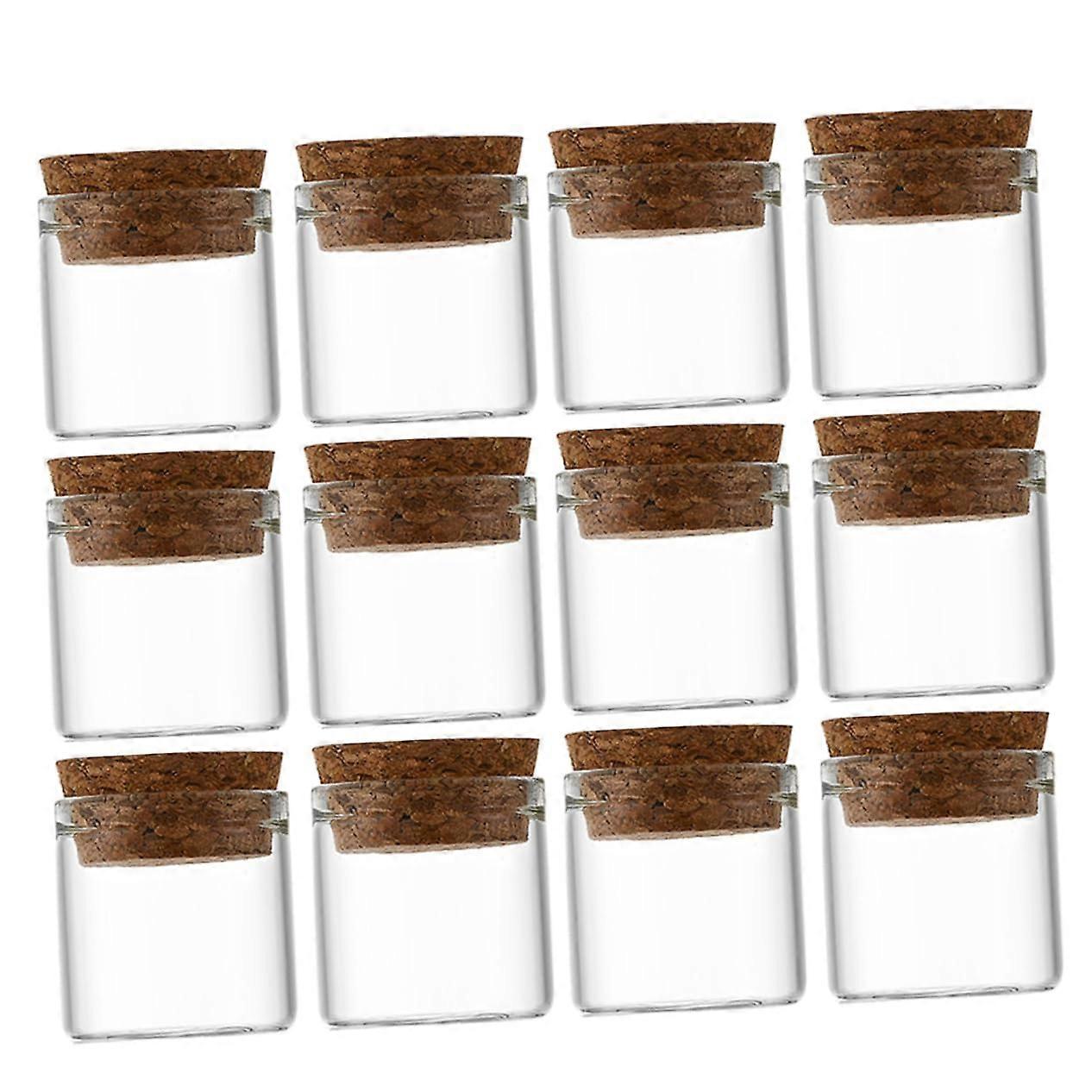 12pcs Small Glass Bottles Lids Leakproof Reusable Bottles for Decoration for Tea Packaging