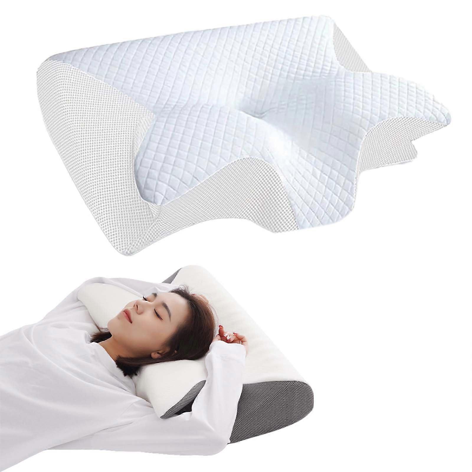 Neckhaven Ergonomic Contour Neck Support Pillows with Cooling Cover (White)