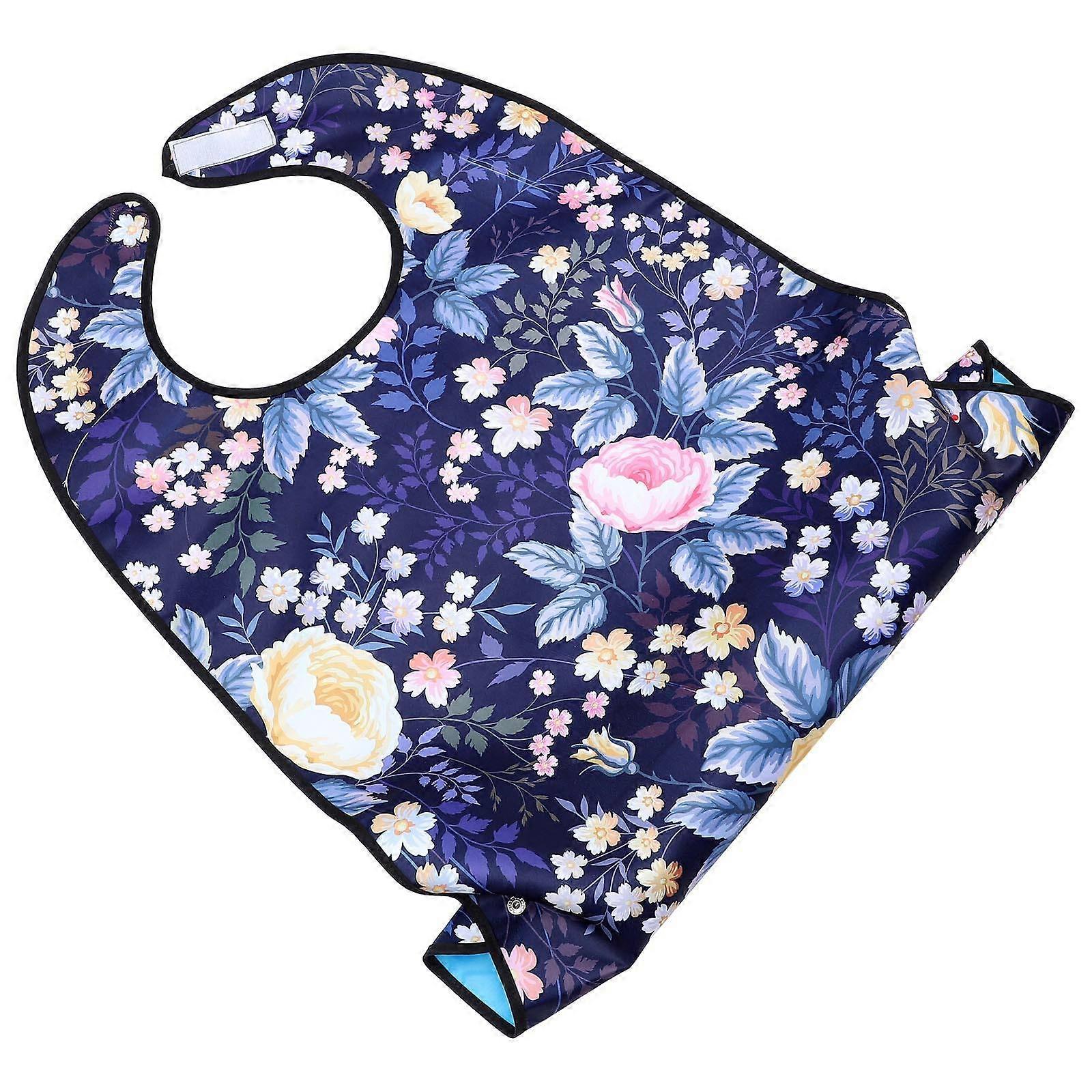 Adult Reusable Feeding Apron for Elderly Patients – Dark Blue Stylish Design for Eating and Drinking