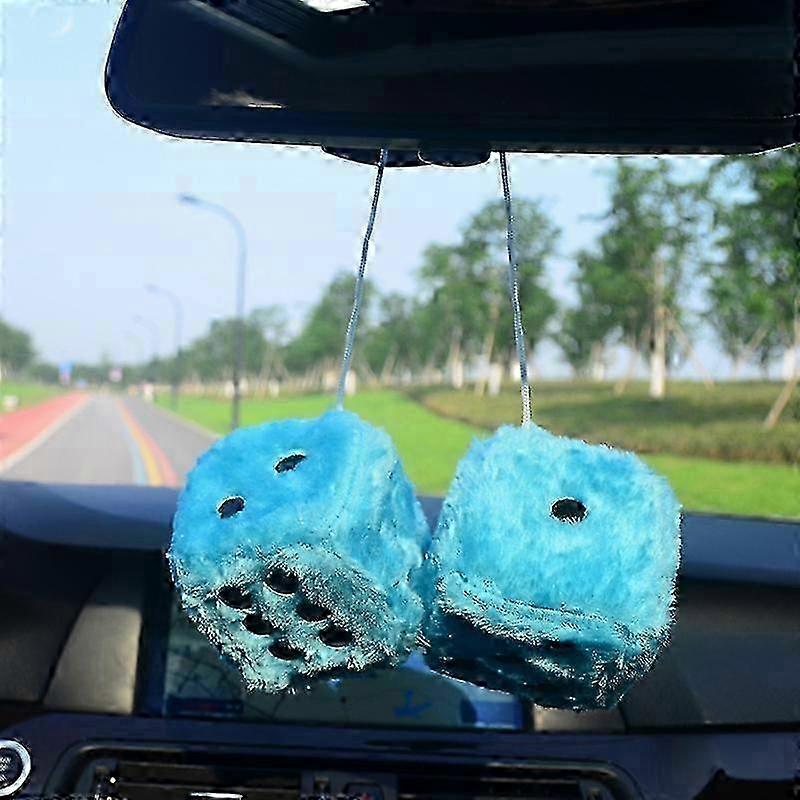 Square mirror hanging dice for couple - Fuzzy plush retro style