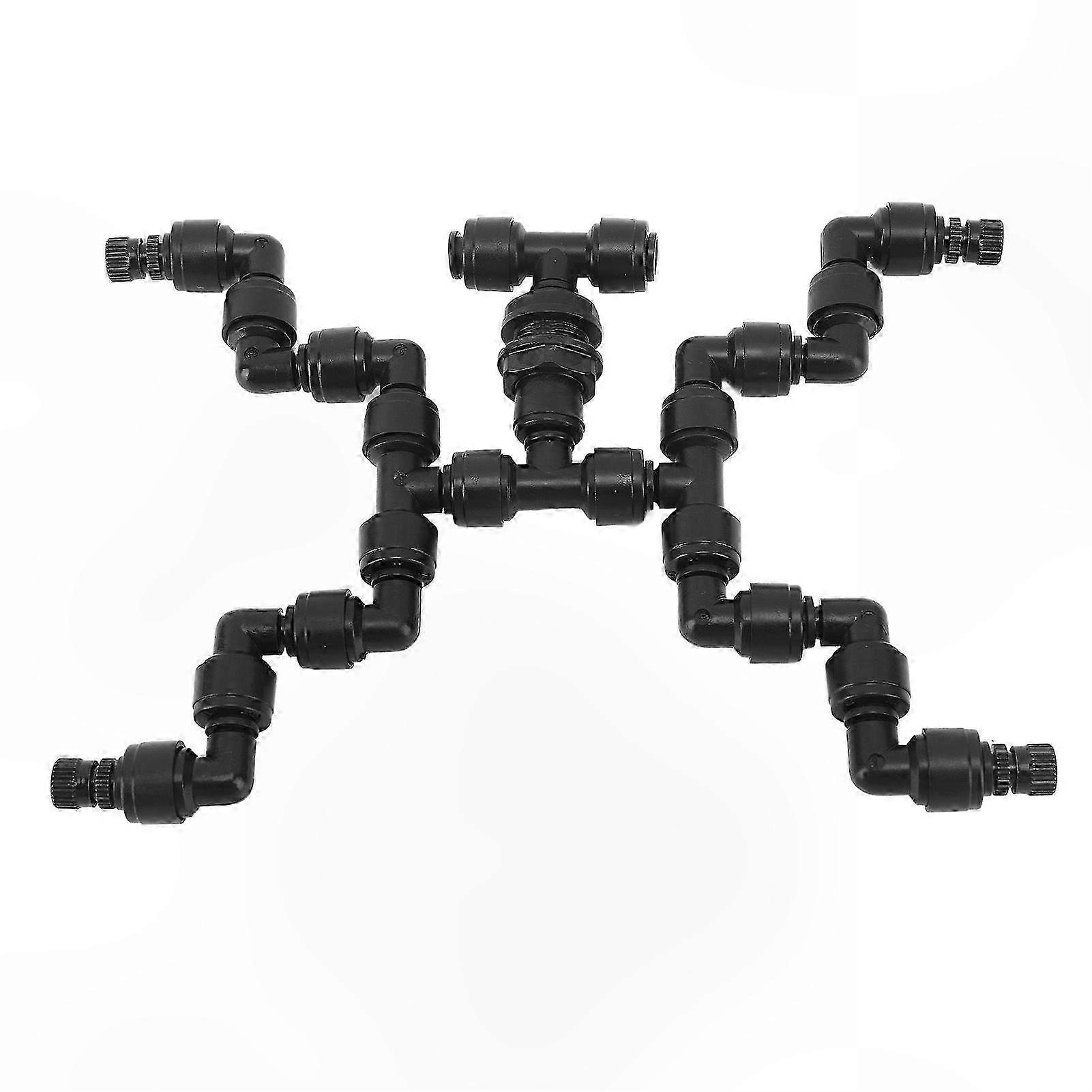 360° Rotating Mist Nozzle for Pets, Reptiles, Greenhouses, and Rainforest Environments, 4-Head Fogging System, Adjustable Black Design