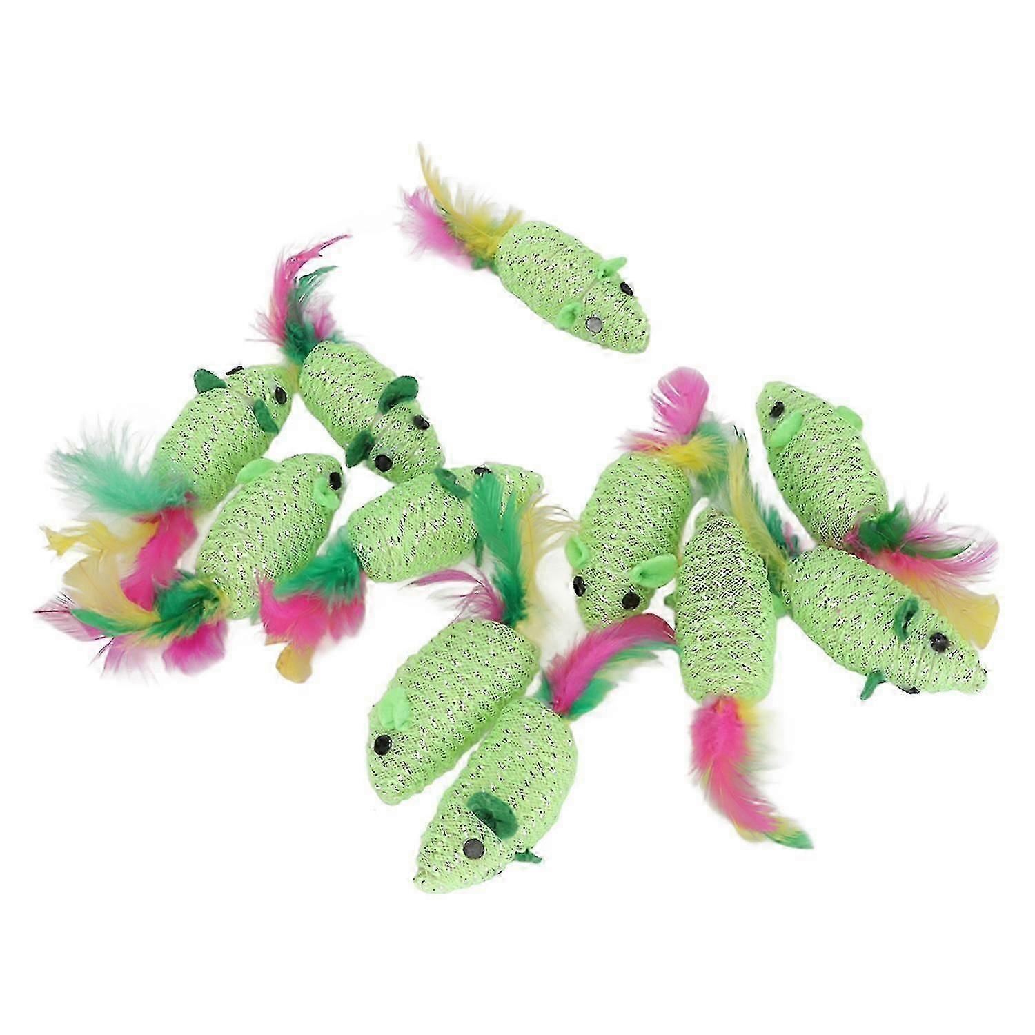 11pcs Mice Cat Toy Multipurpose Squeaky Interactive Cat Toy Mouse for Cats and Kittens Green