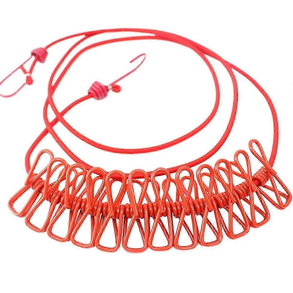 B Retractable Clothes Drying Rack Rope with 12 Clips Portable Clothesline Clothing Line for Laundry Drying Line Camping