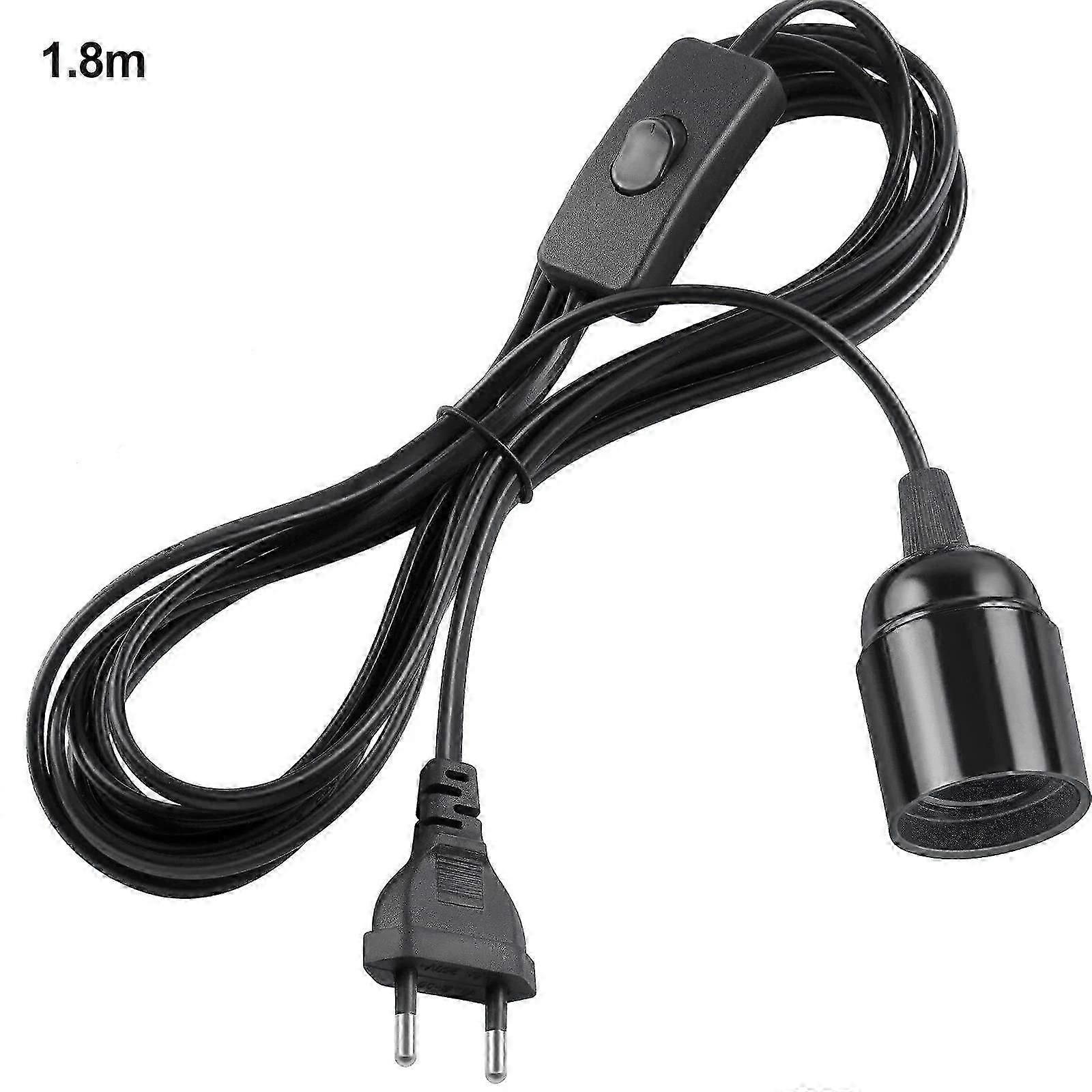 3PCS EU Plug 1.8m Power Cord Cables E27 Lamp Base Holder With Switch Wire EU Plug For Pendant Led Bulbs Home Hang Lamp Fixture Suspension Socket