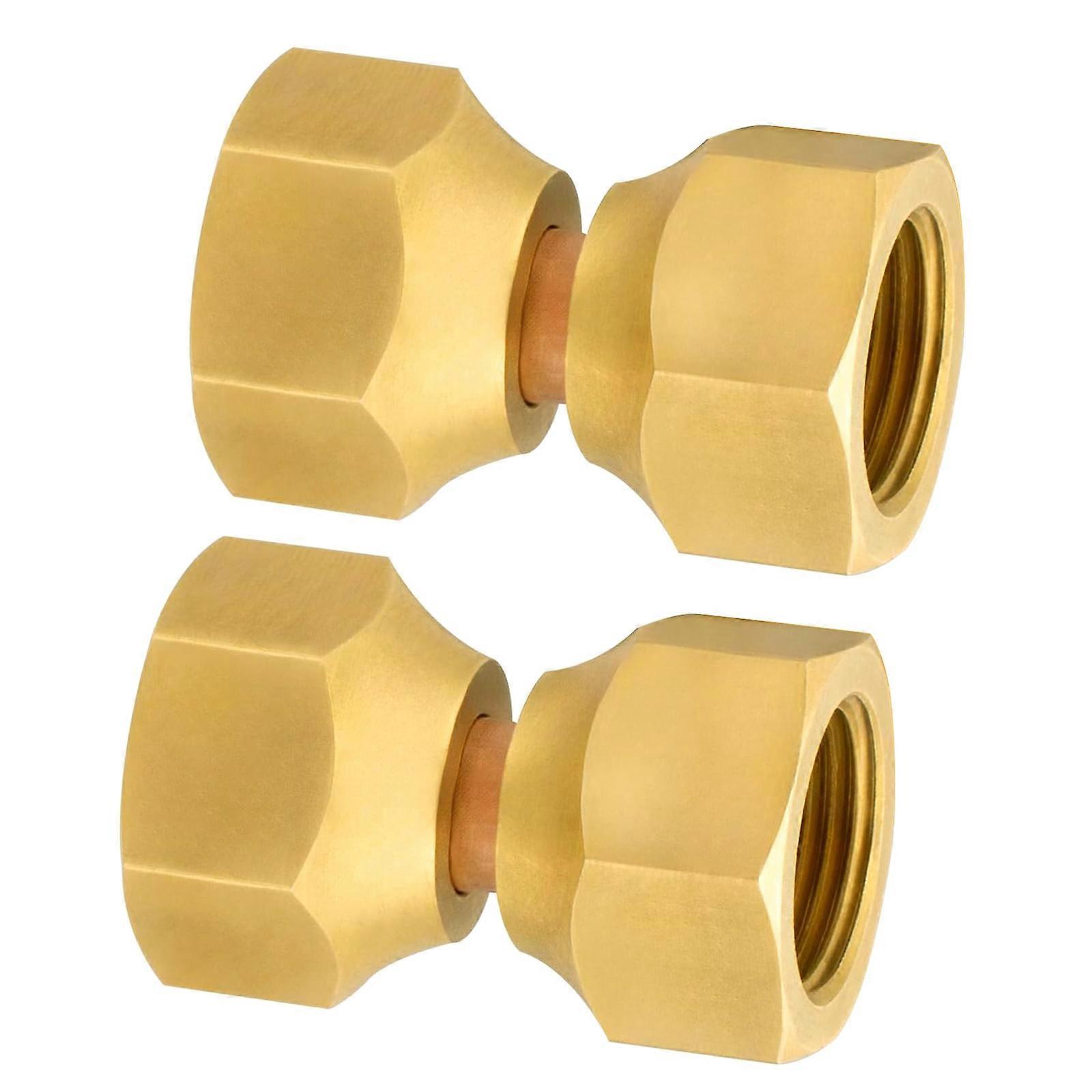 2PCS Heavy Duty Brass Swivel Adapter 3/8 Inch Threads Gas Liquid Connection Double Rotating Nut Fittings Multicolor