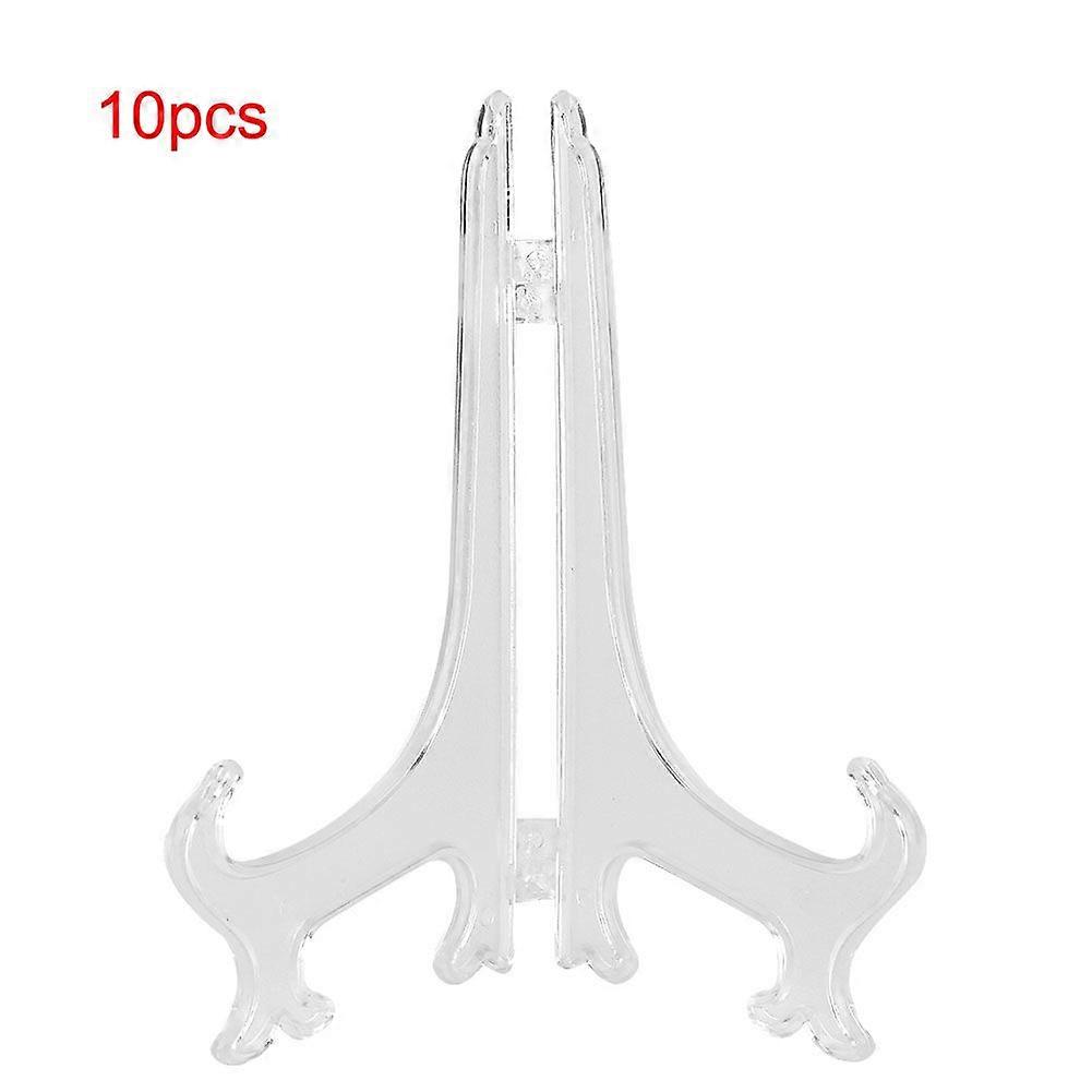 10pcs Folding White Plastic Plate Holders Dish Picture Frame Decorative Display Stand Rack