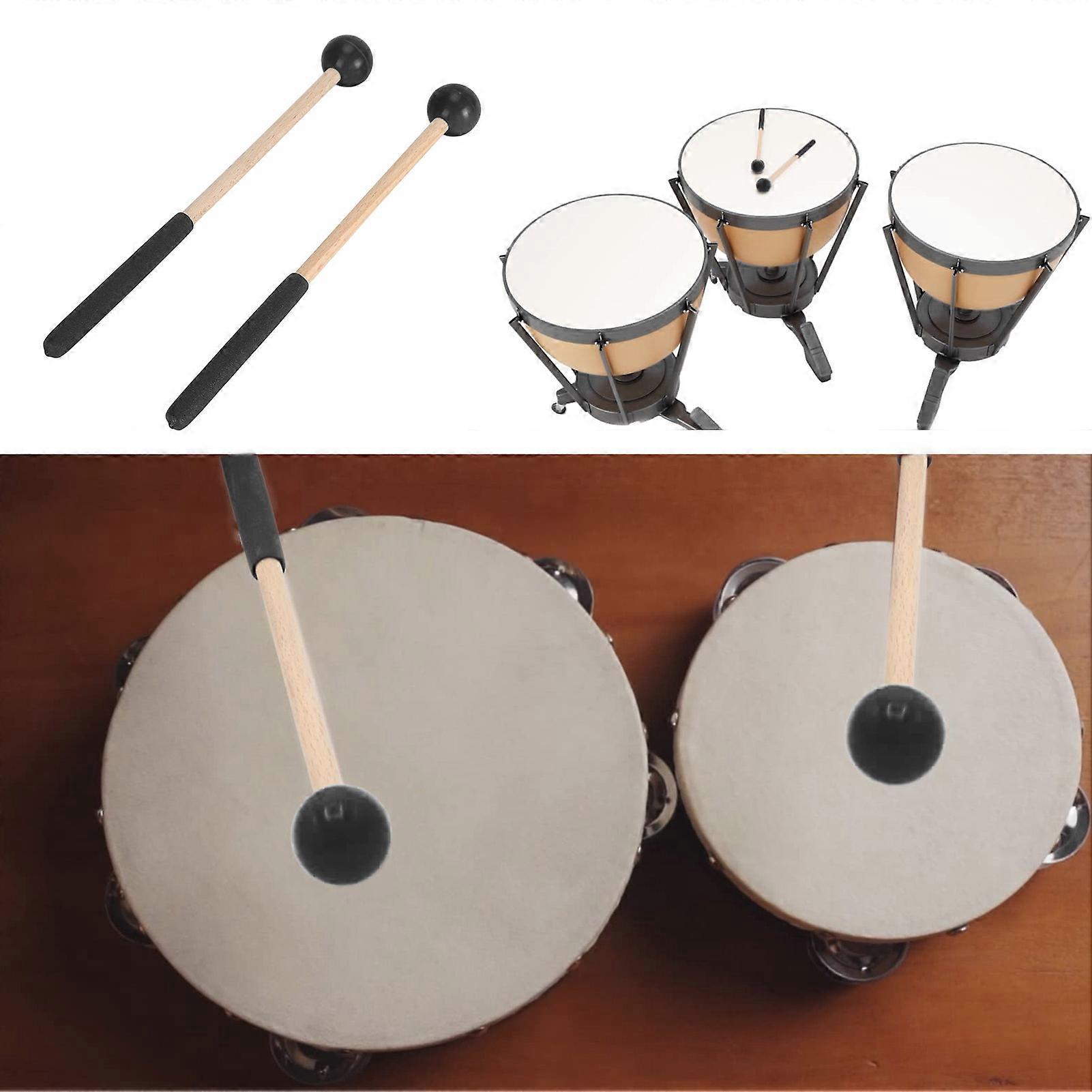 1 Pair Black Rubber & Maple 22cm Percussion Mallets for Tongue Drum