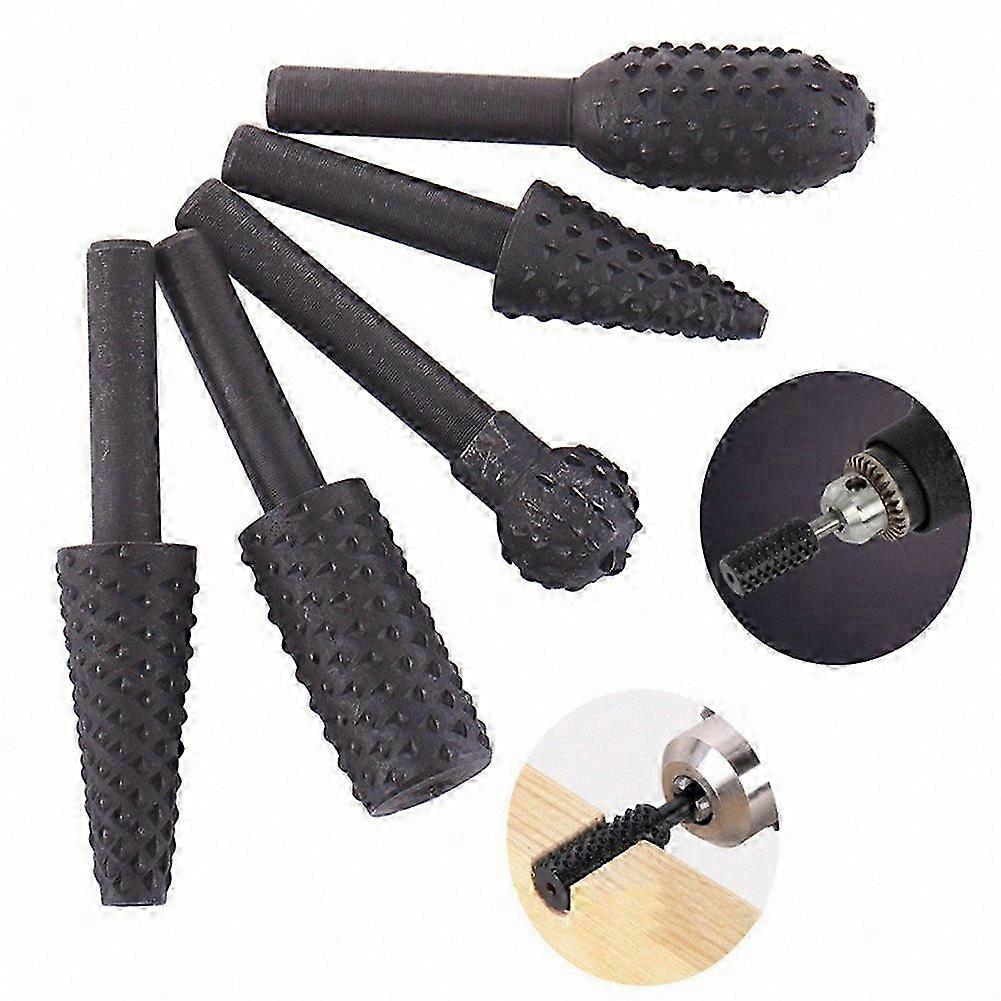 GS 5pcs HSS Woodworking Rasp Chisel Shaped Rotating Embossed Grinding Head Power Tool Engraving Pattern Cutter Milling 2025