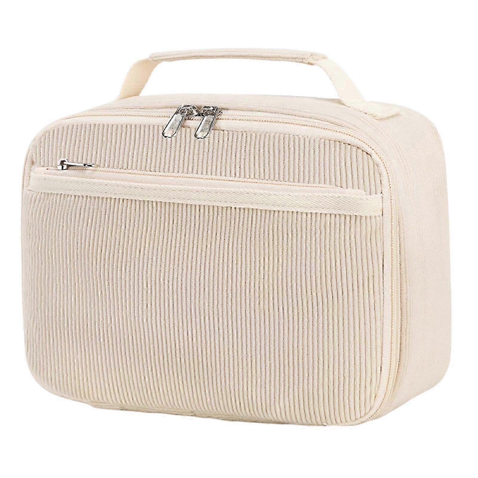 Qinghai Kids Insulated Corduroy Lunch Bag and Box for School, a Spacious Cooler Organizer Tote with Zipper