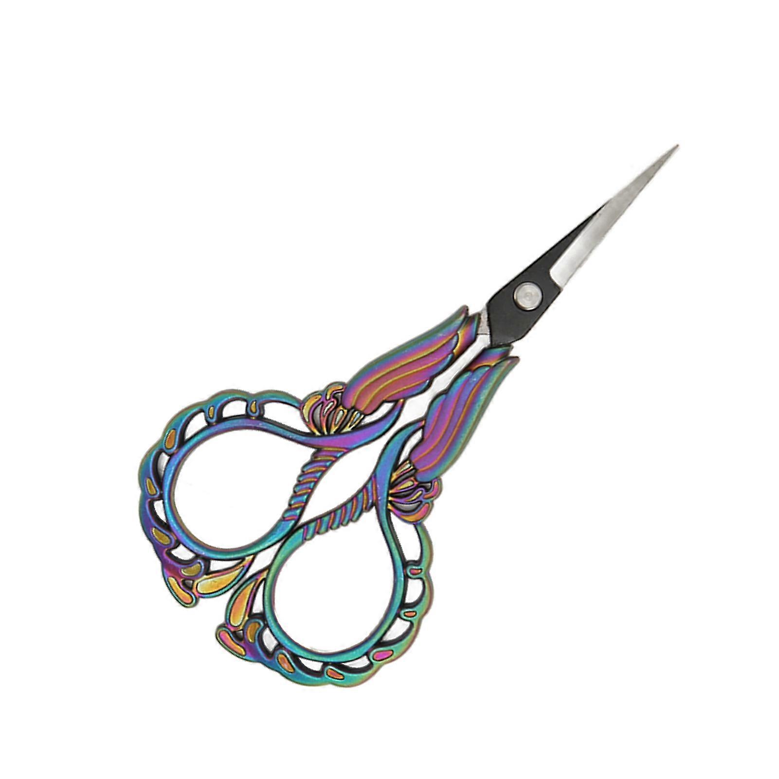 Sharp Stainless Steel Embroidery Scissors Small Retro Titanium Colorful