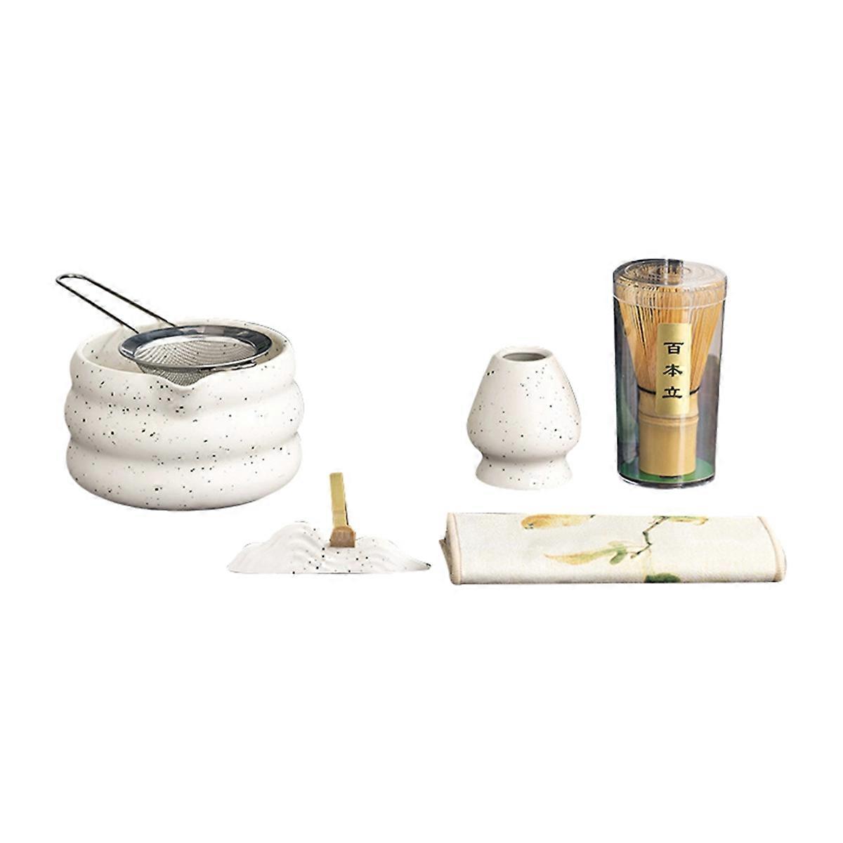 7PCS Matcha Tea Whisk Teaware Kit Japanese Ceremony Bamboo Brush Ceramic Bowl Matcha Blender Tea Set Exquisite