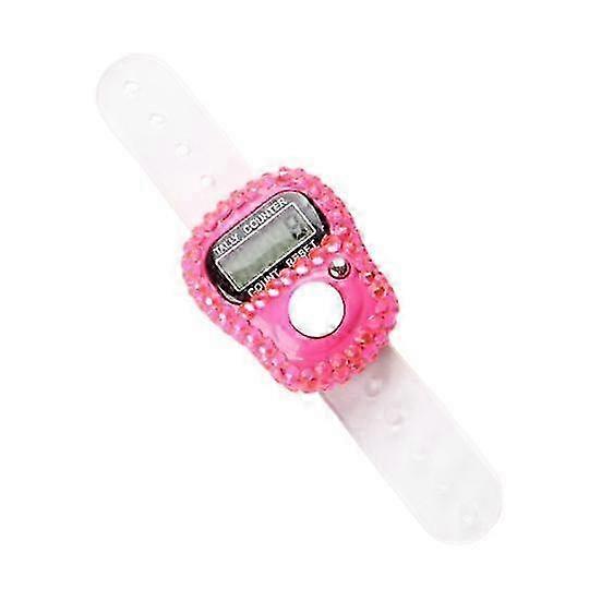 Rhinestone Electronic Counter Ring Portable Lightweight Manual Counter LCD Digital Display Resettable Mini Handheld Counter - Pink