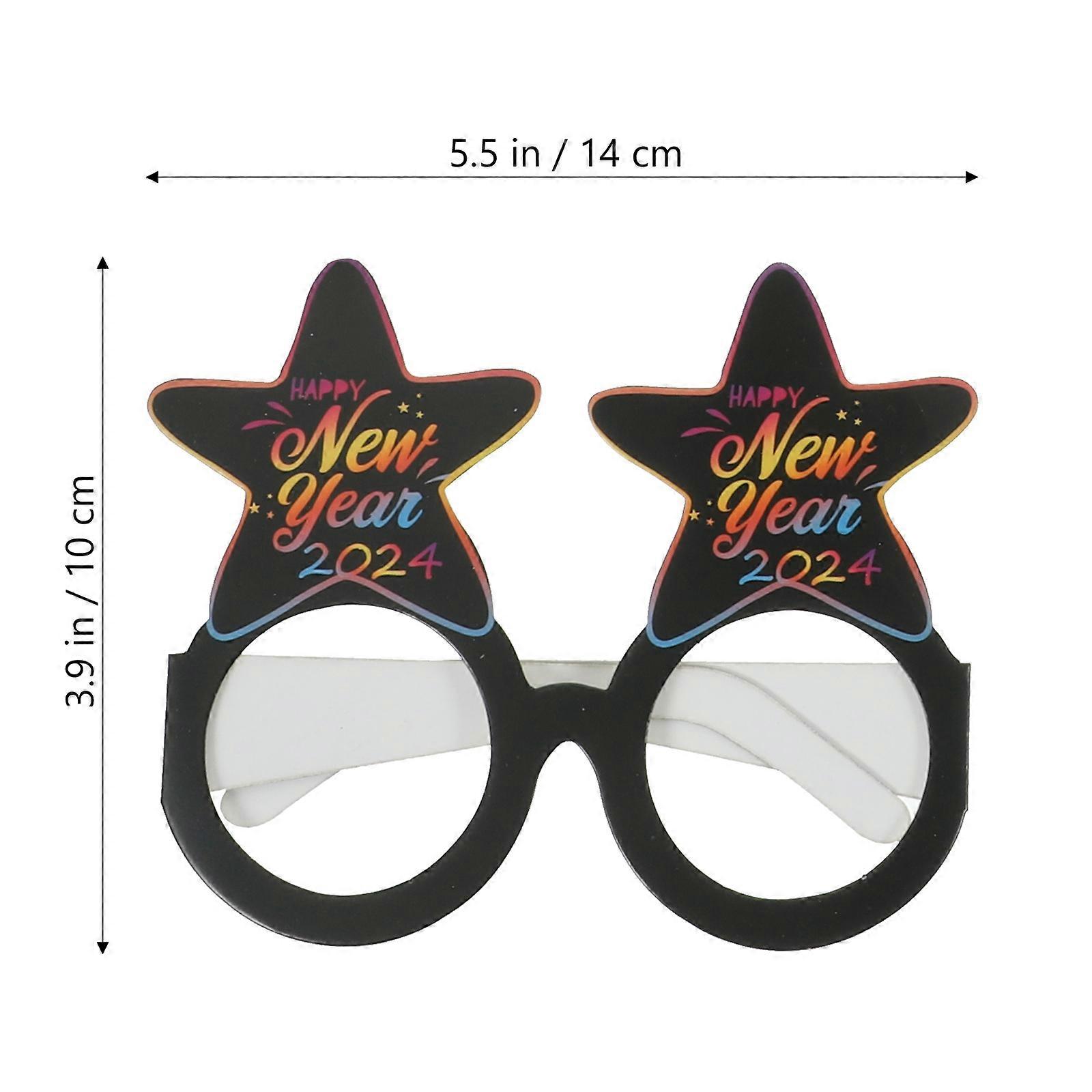 Happy New Year's Eve Glasses Novelty Photo Props for Decor Assorted Color Lightweight Paper 12pcs