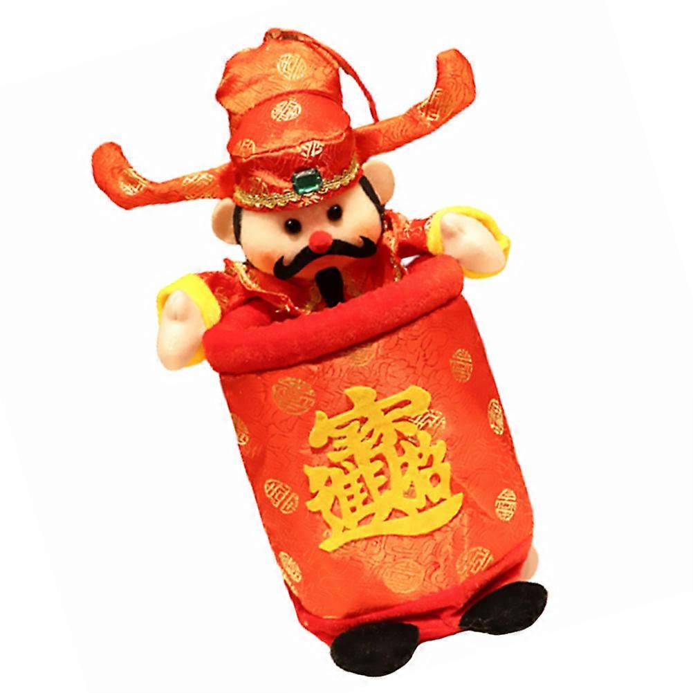 Wealth God Container Desktop Trash Can for Storage 1Pcs Red Cloth
