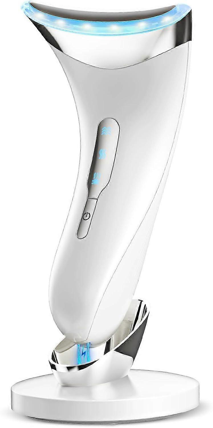 Advanced Facial Toning Device: 7-Color LED Light Therapy and Soothing Heat(White)