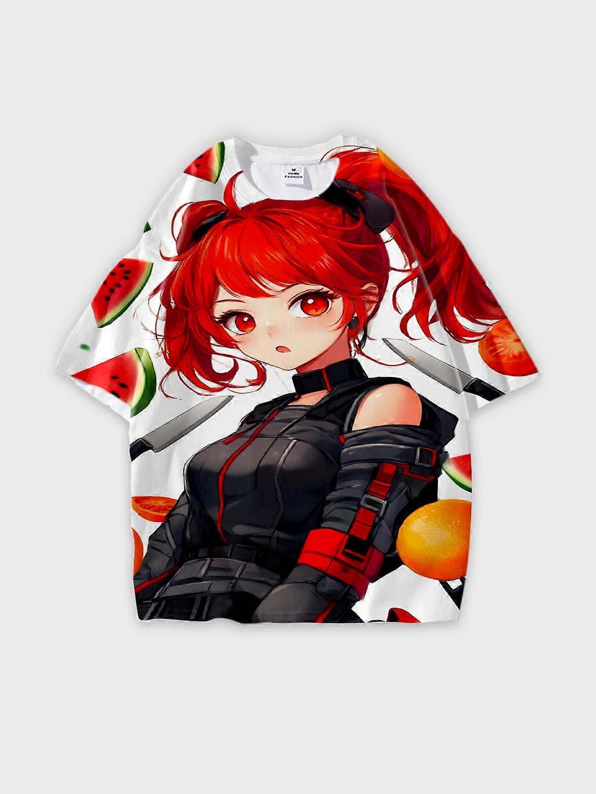 T-Shirt Round Neck, Loose Short Sleeve Pattern Graphic Tee, Unisex Summer Casual Top W1703