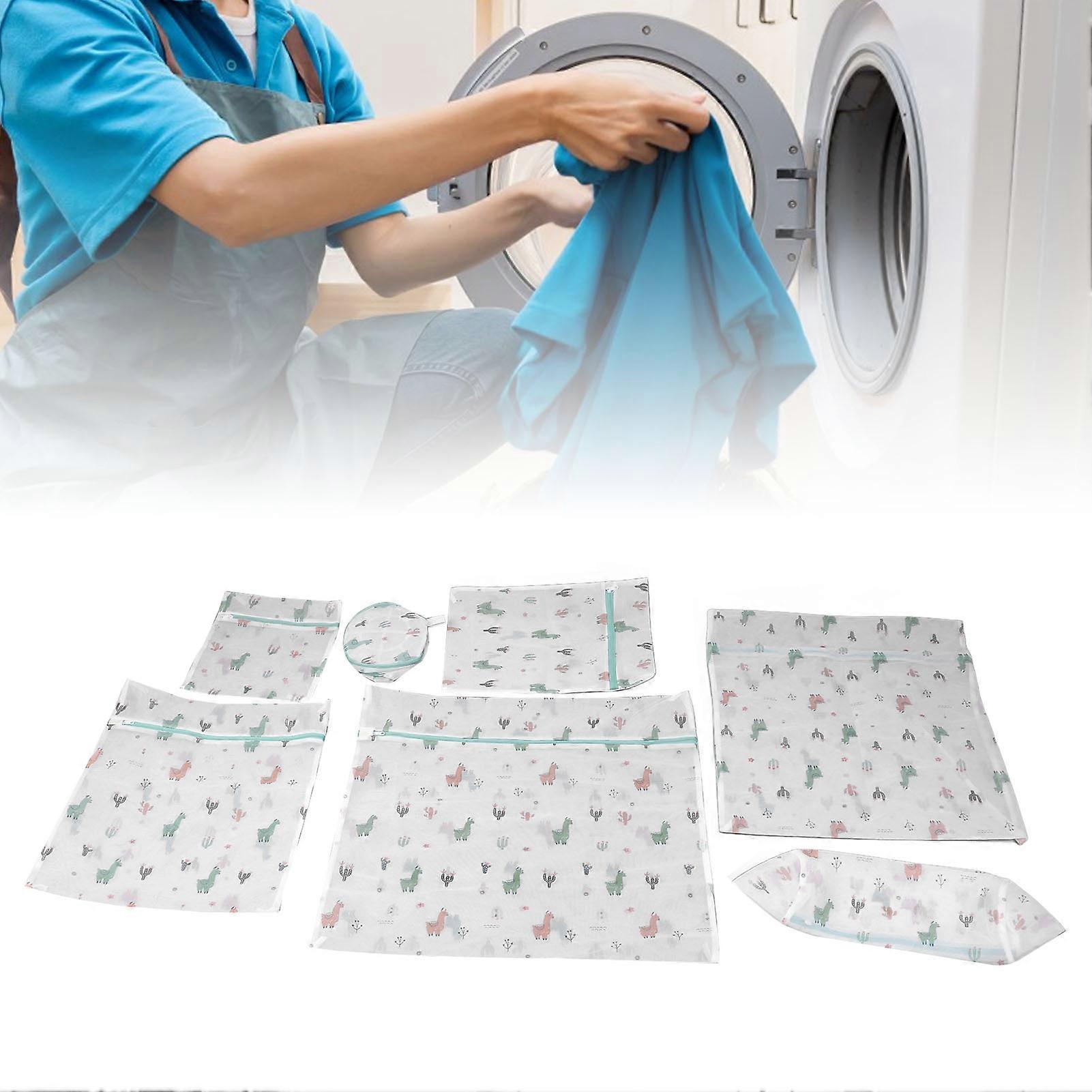 7PCS Polyester Mesh Laundry Bags Set with Auto Lock Zipper for Delicates