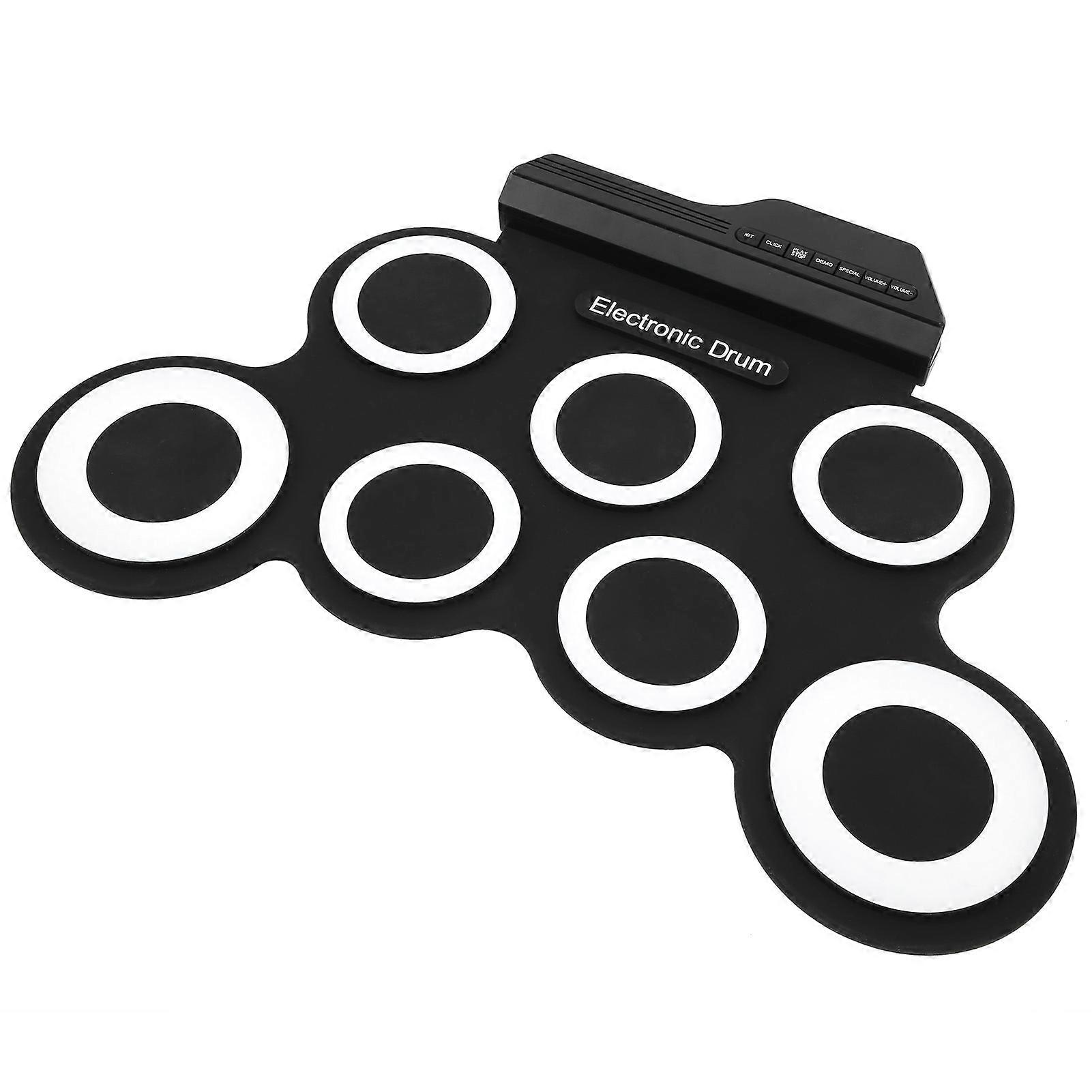 Electronic Drum Pad Set Builtin Speaker Foldable Roll Up Silicone Practice Percussion Mat Kit