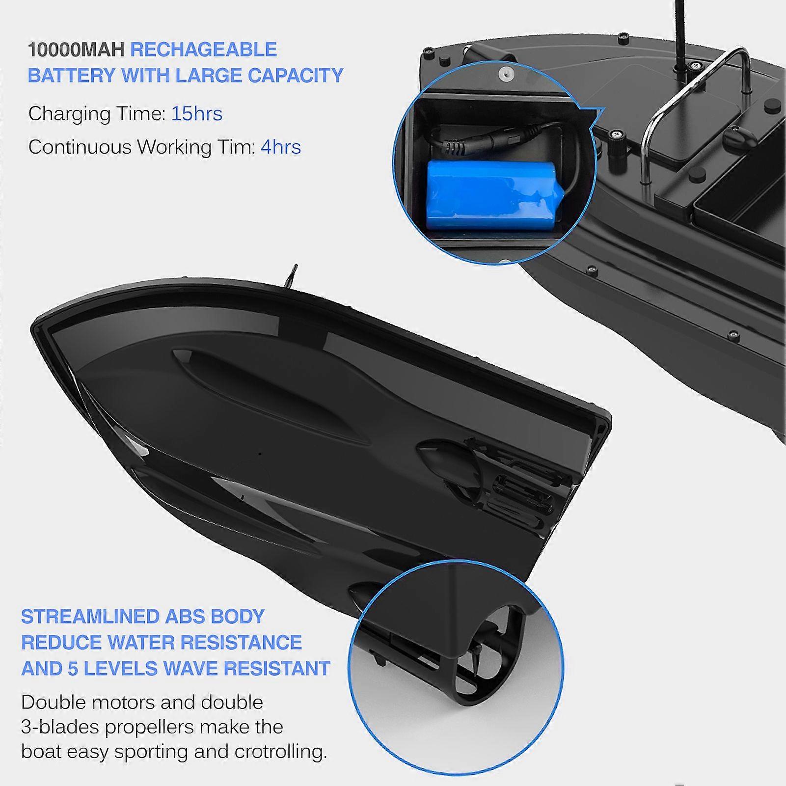 GPS Fishing Bait Boat with Large Bait Container Automatic Bait Boat with 400-500M Remote Range