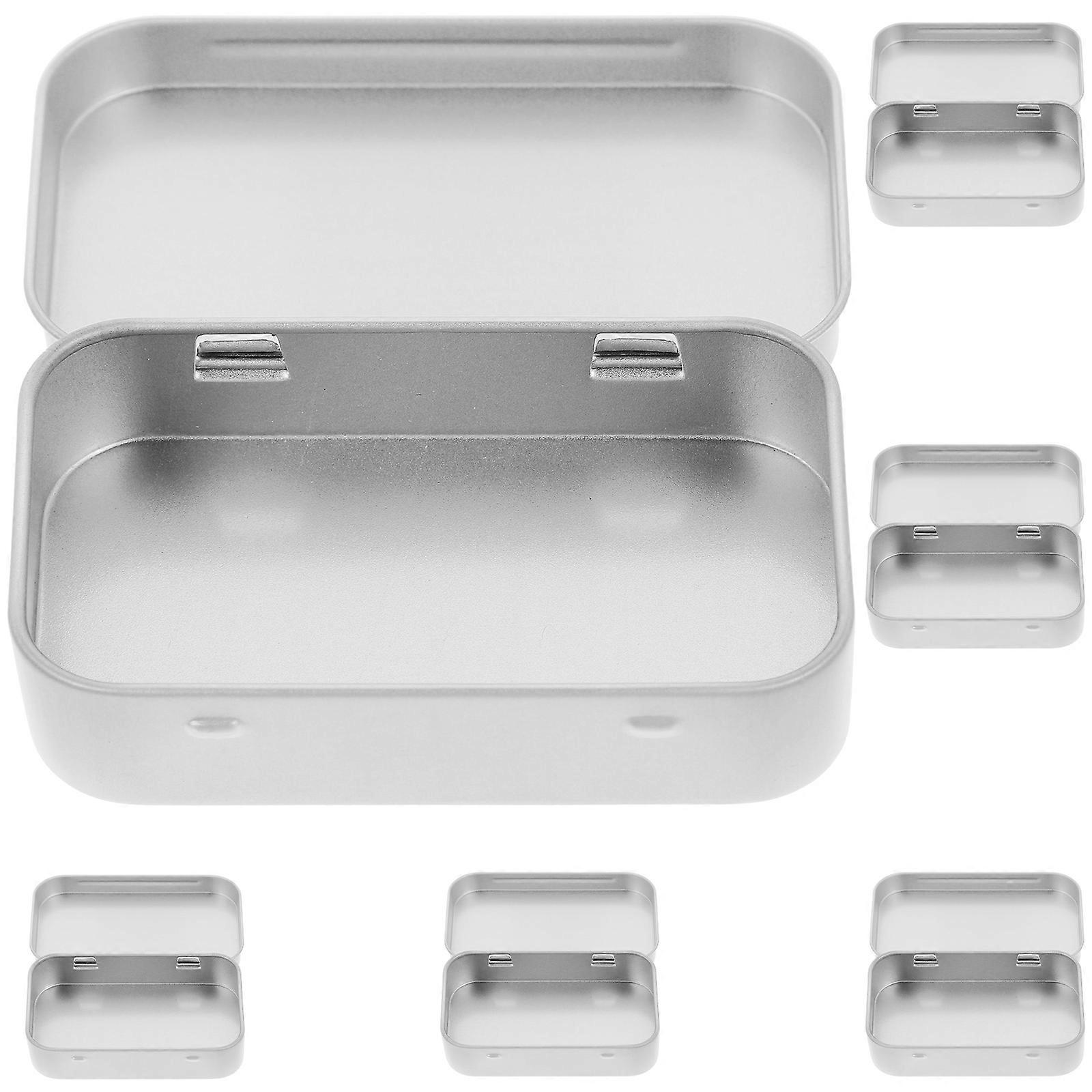 Small Tin Box with Lid Rectangle Tinplate Box for Storage 12Pcs