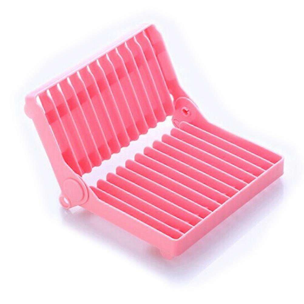 Tableware Drainer Plastic Folding Dish Rack for Kitchen Use 1 Piece Pink