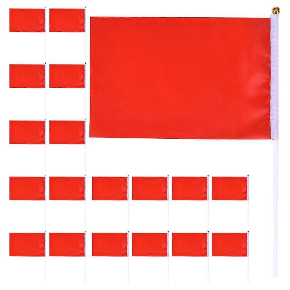 Solid Color Plain Flags for Parades 125Pcs Red Polyester Small Handheld Flags