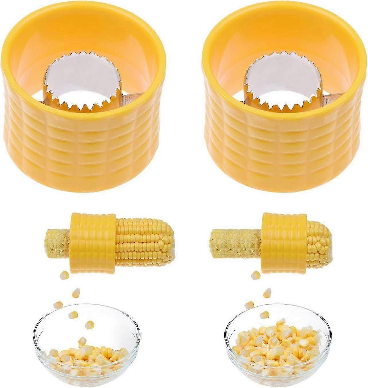 Corn Stripping Tool Set of 2 Stainless Steel Blades Push Through Device