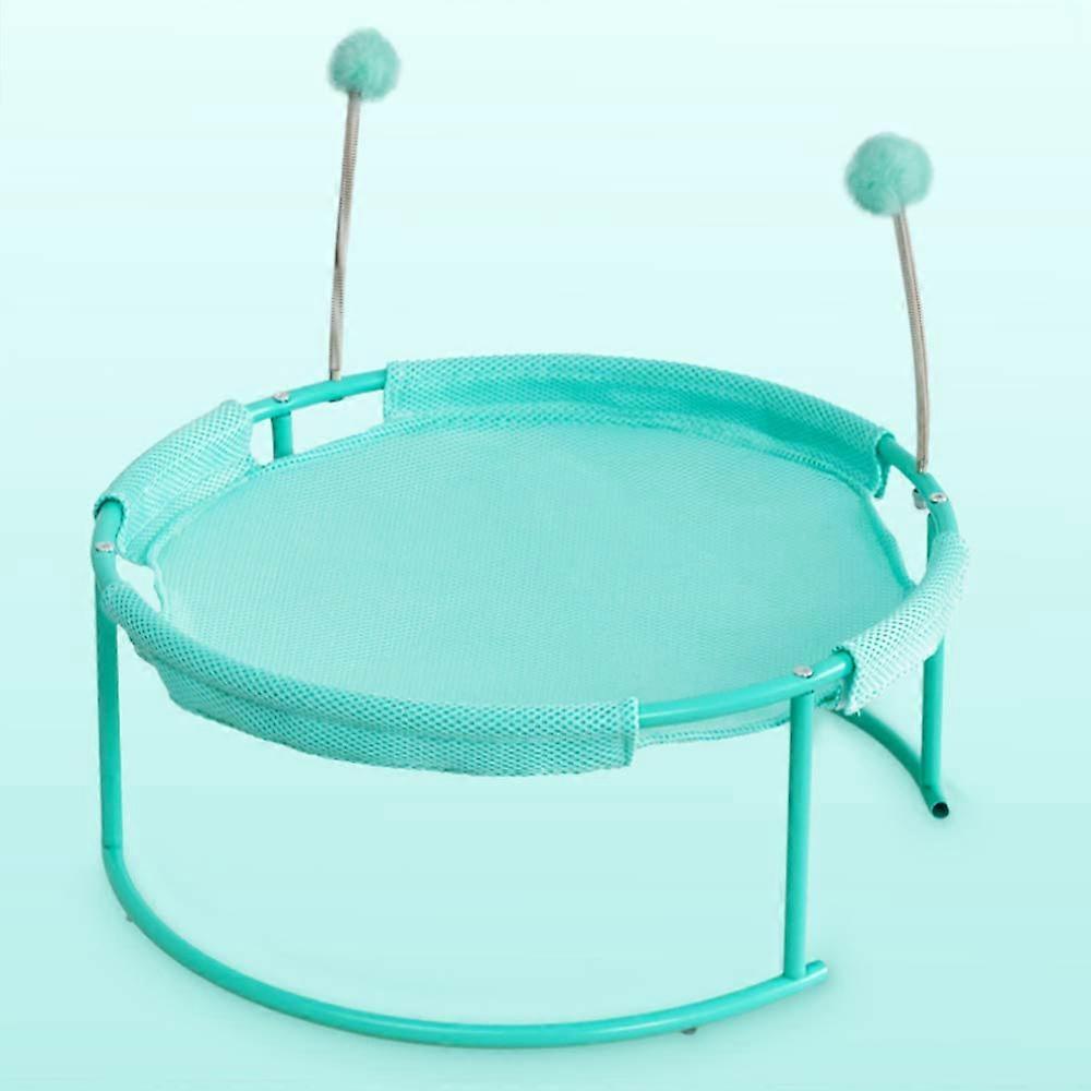 Mesh Cats Bed Breathable For Kittens With Dangling Spring Ball Stable Steel Frame Detachable Washable Cover
