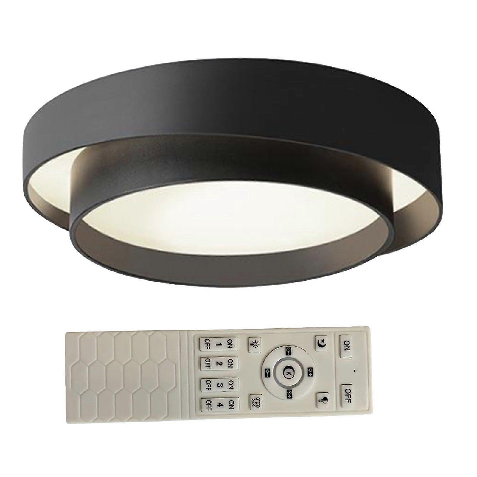 Bedroom Ceiling Light 45W Stepless Dimming Round Flush Mount LED Ceiling Light with Remote Control for Study Room Hallway Living Room Black 50 X 14cm