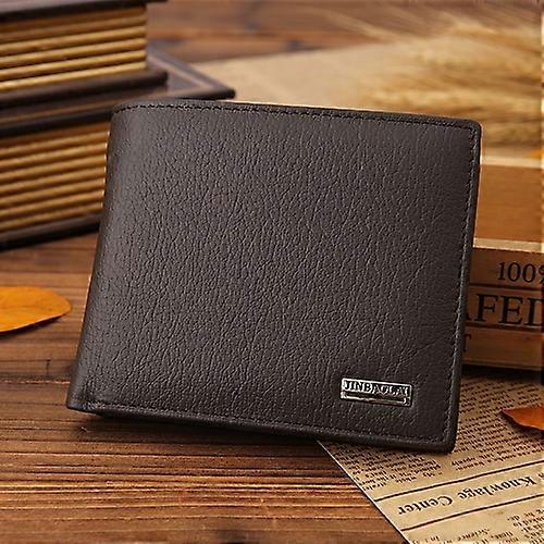JINBAOLAI Men's Wallet Top Layer Cowhide Leather Bi-fold Coin Purse with Multiple Card Slots
