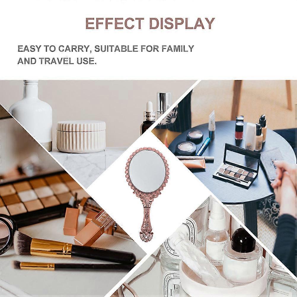 Retro Hand Mirror Handheld Makeup Mirror for Females 2Pcs Assorted Color