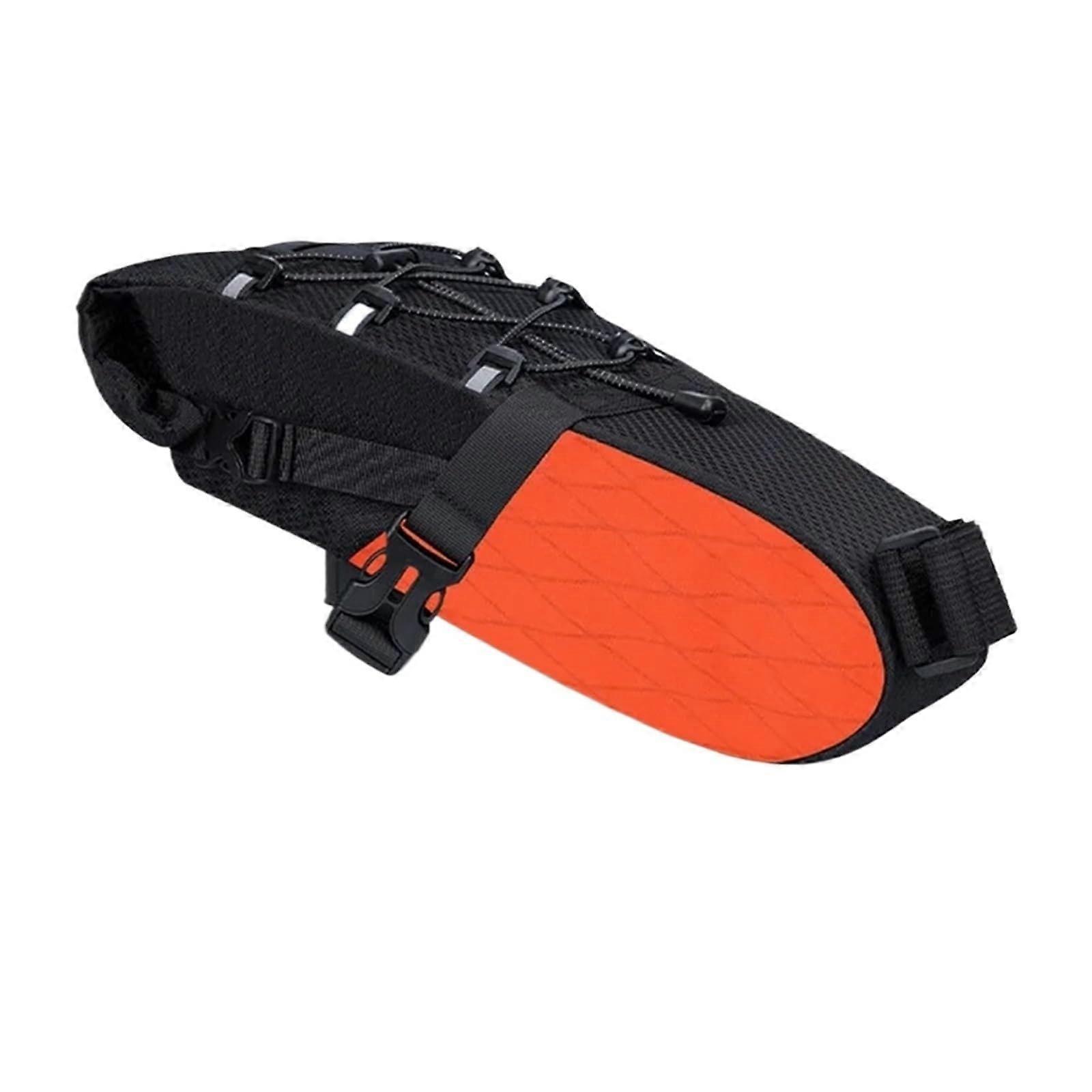 Bike Seat Bag 5.8L Capacity Tail Bag For Cycling, Portable Commuting Organizer, Multi-Functional Tool, Orange