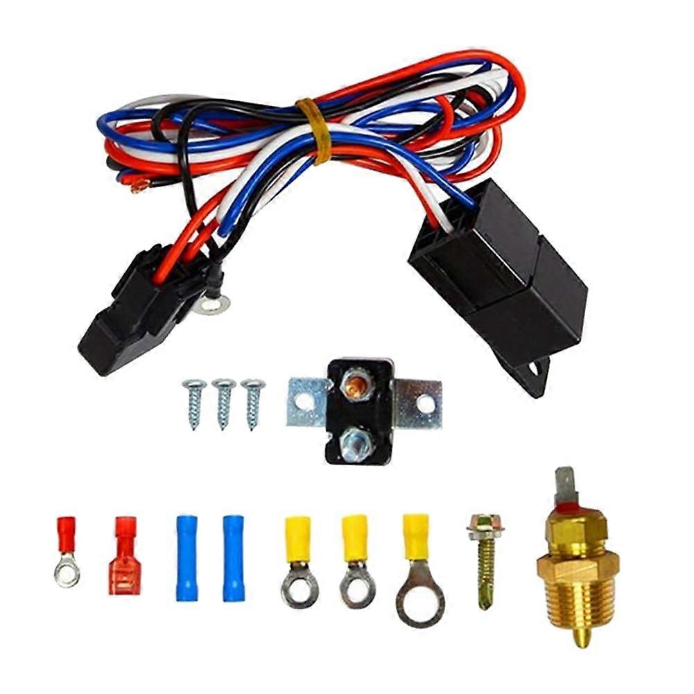 Radiator Fan Thermostat Control Kit 175185 Degree Temperature Range, 40A Relay, Automotive Engine Cooling Controller
