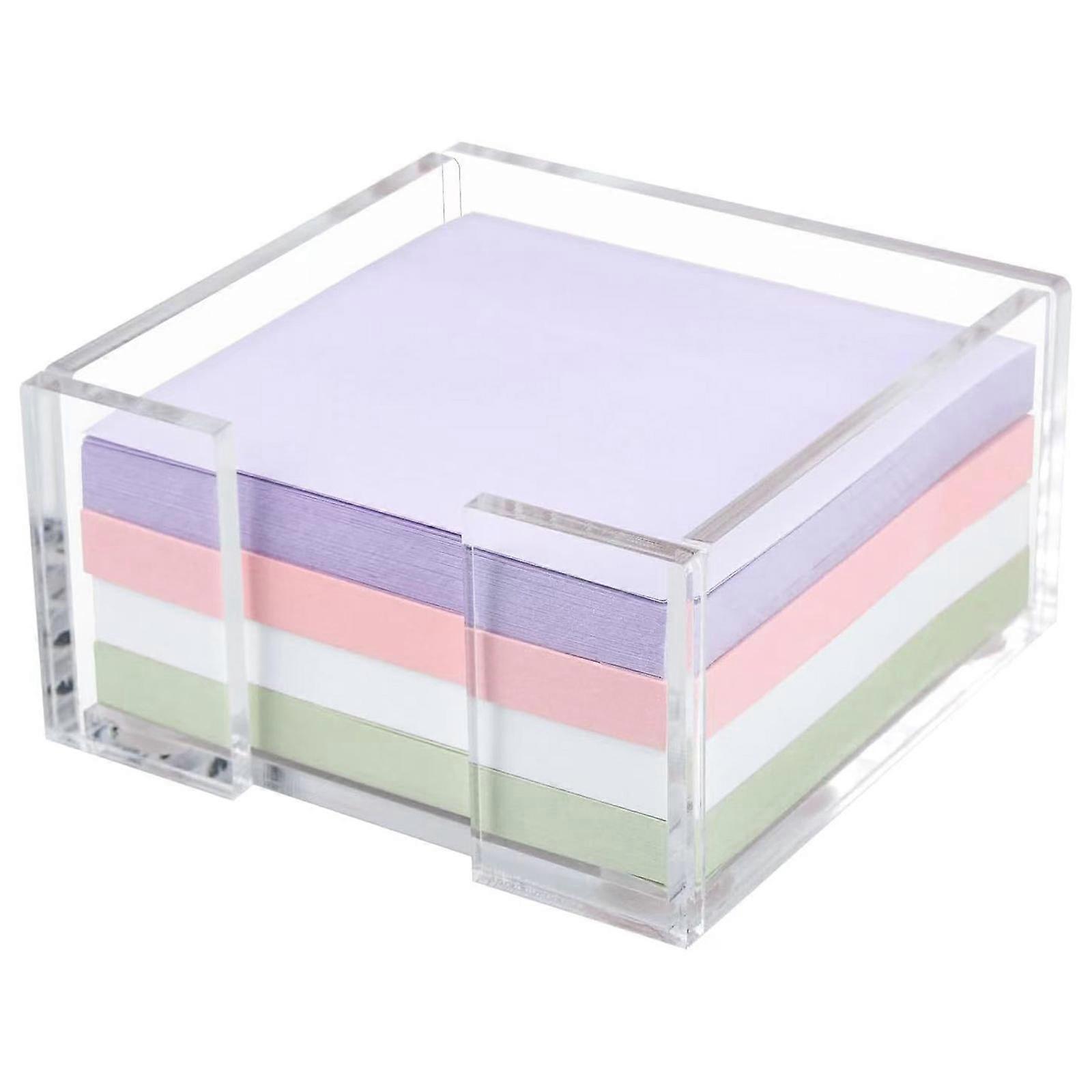 Acrylic Sticky Notes Holder with 4 Pads Dispenser Classroom Notepad Holder