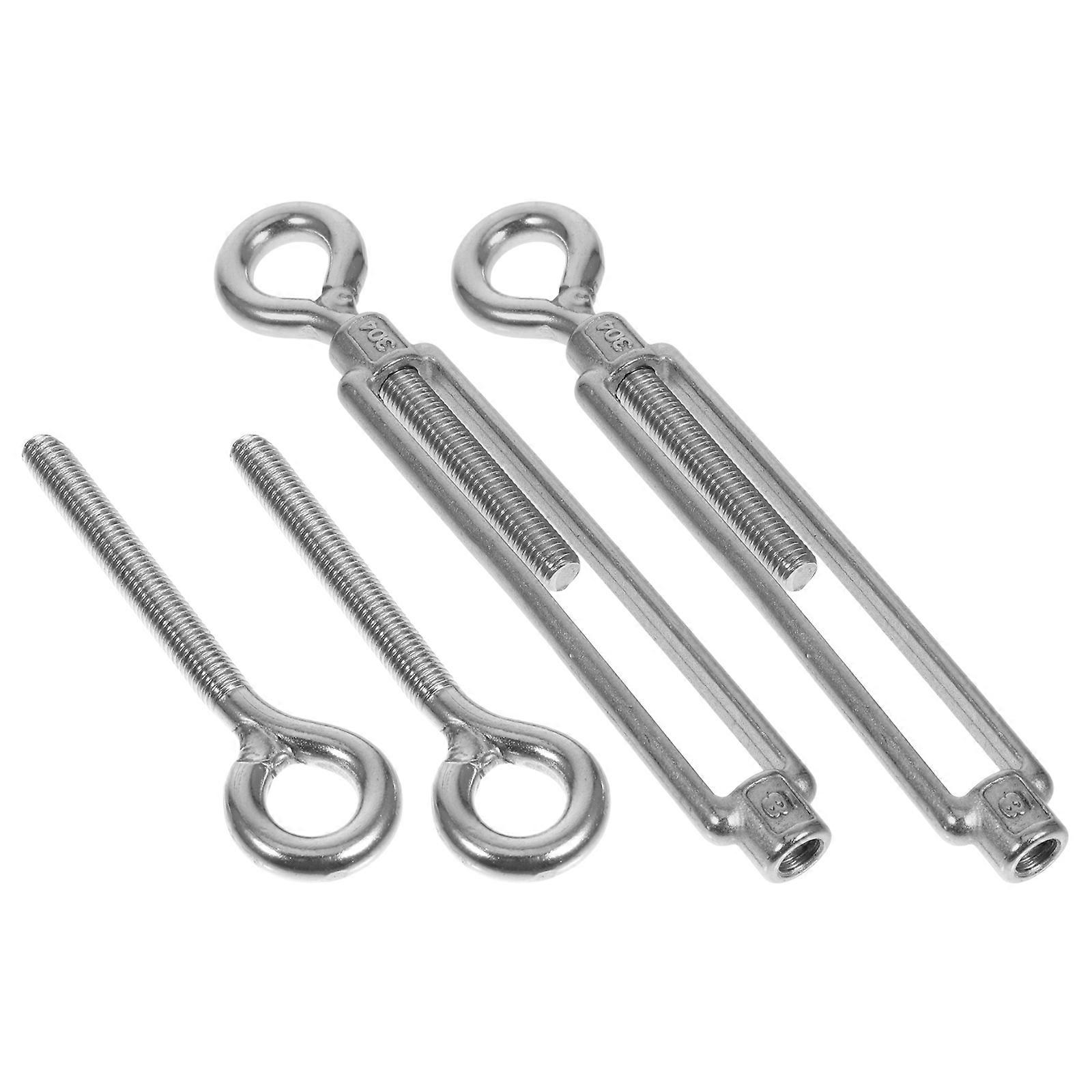 Stainless Steel Turn Buckles 2Pcs Wire Rope Tensioner Heavy Duty Hook Tensioner For Outdoor Use 7.5X1X0.4in Secure Installation