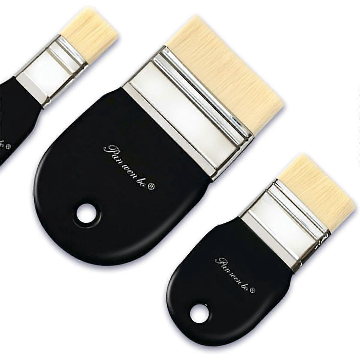  Flat Paddle Paint Brush Set (1in 2in &3in)