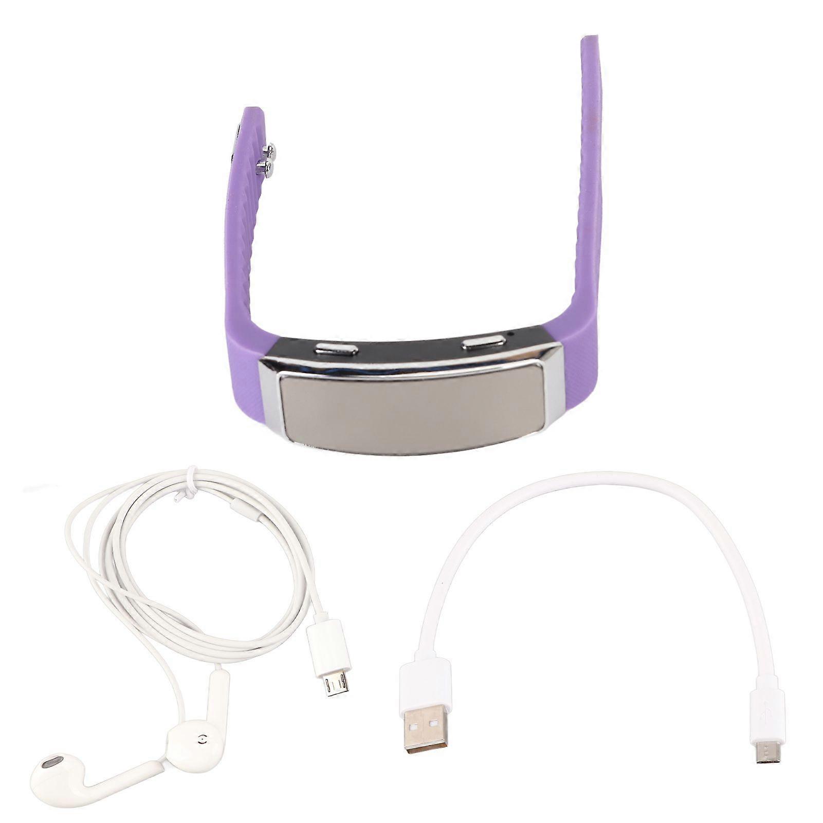 Recorder Watch HD Noise Reduction Voice Activated Music Player Sound Recorder Bracelet for Meeting Interview Purple 16GB