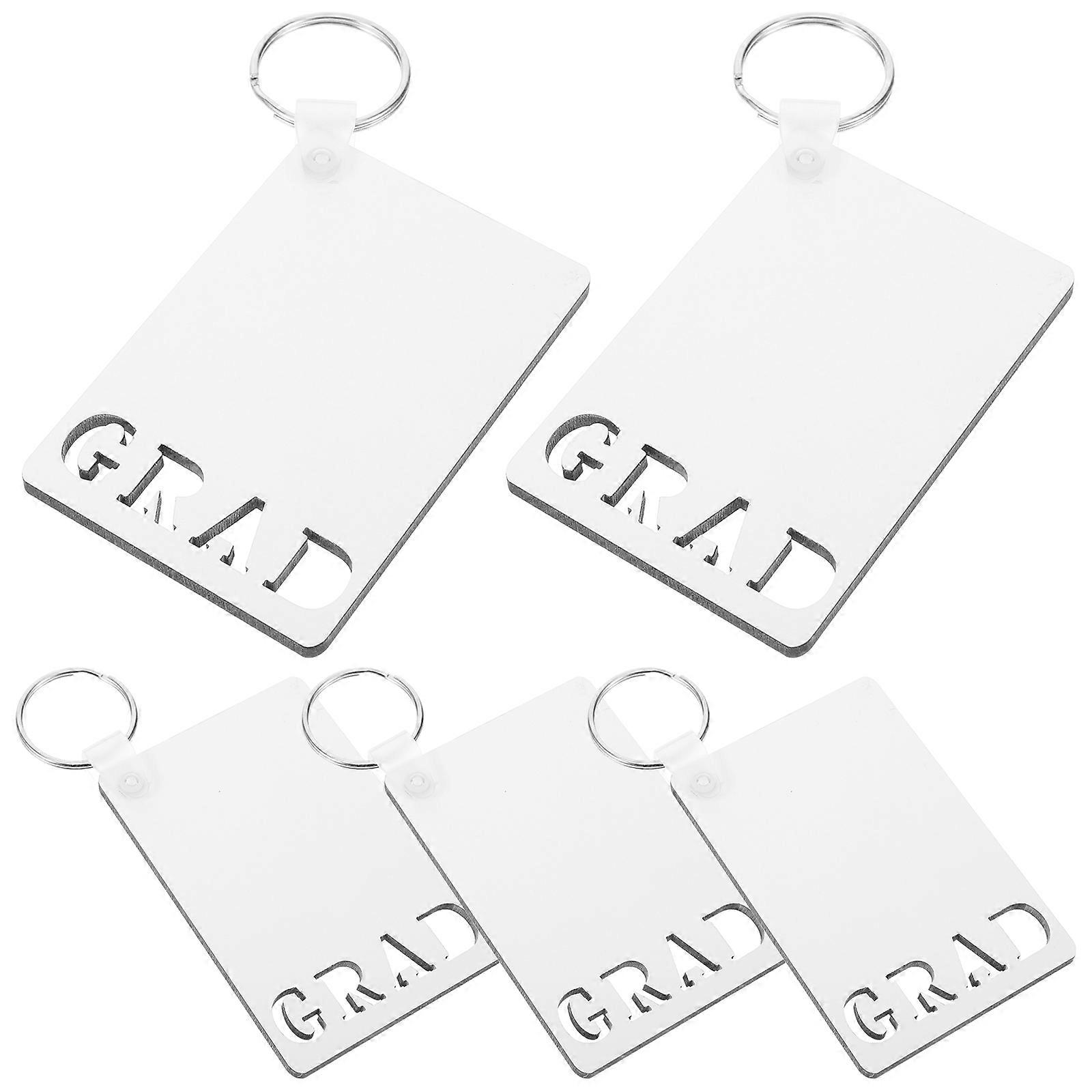 Blank Heat Transfer Keychain Density Board Grad Keychain for DIY 5Pcs